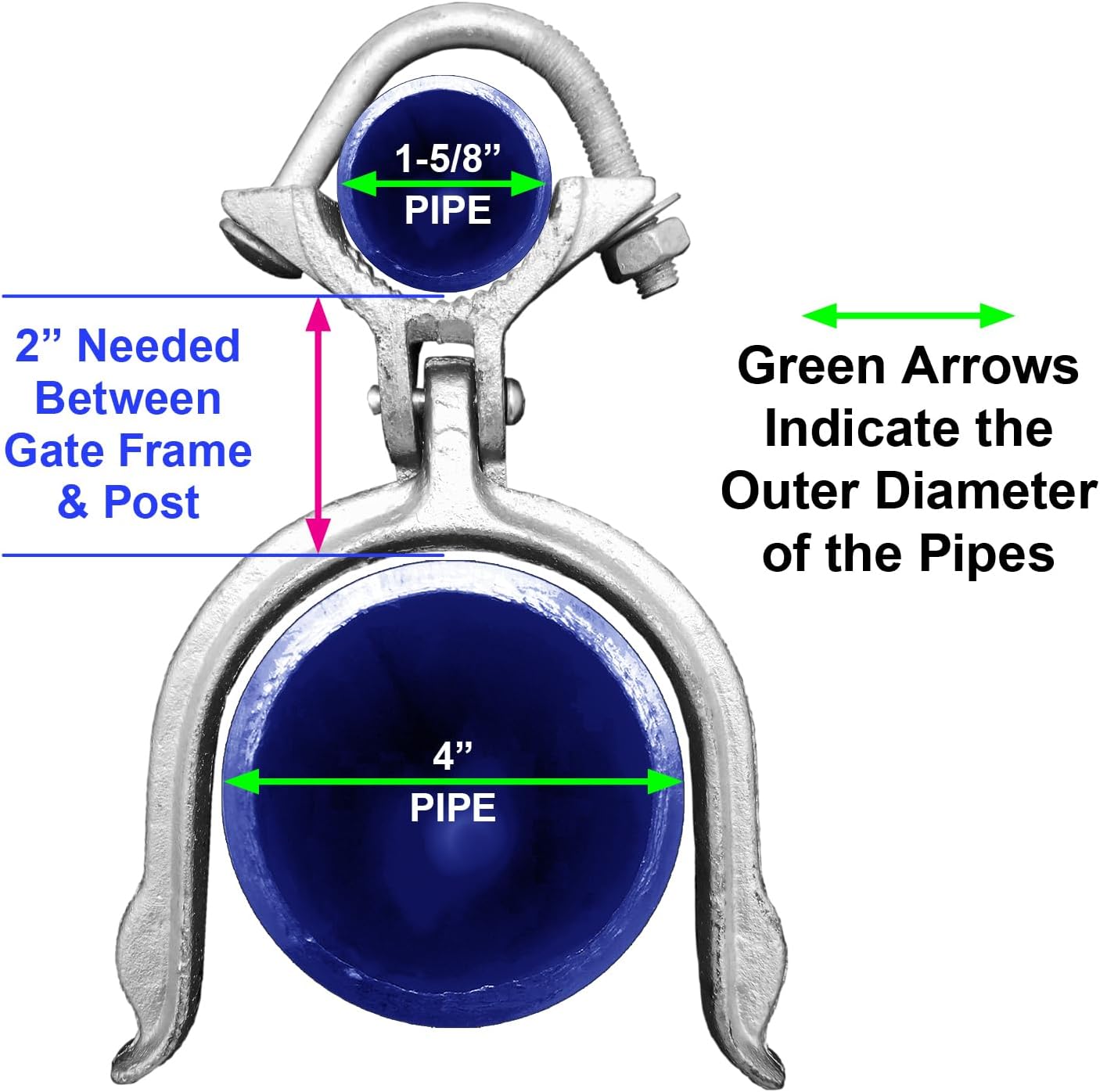 Commercial Heavy Duty Galvanized Chain Link Fence Gate Fork Latch with Padlock Hole - 1-5/8" x 4" Malleable Gate Latch