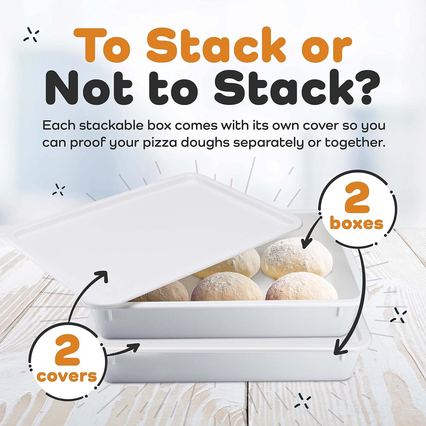 Commercial Quality Stackable Pizza Dough Proofing Box with 2 Trays and Covers - 17.25 x 13 Inches