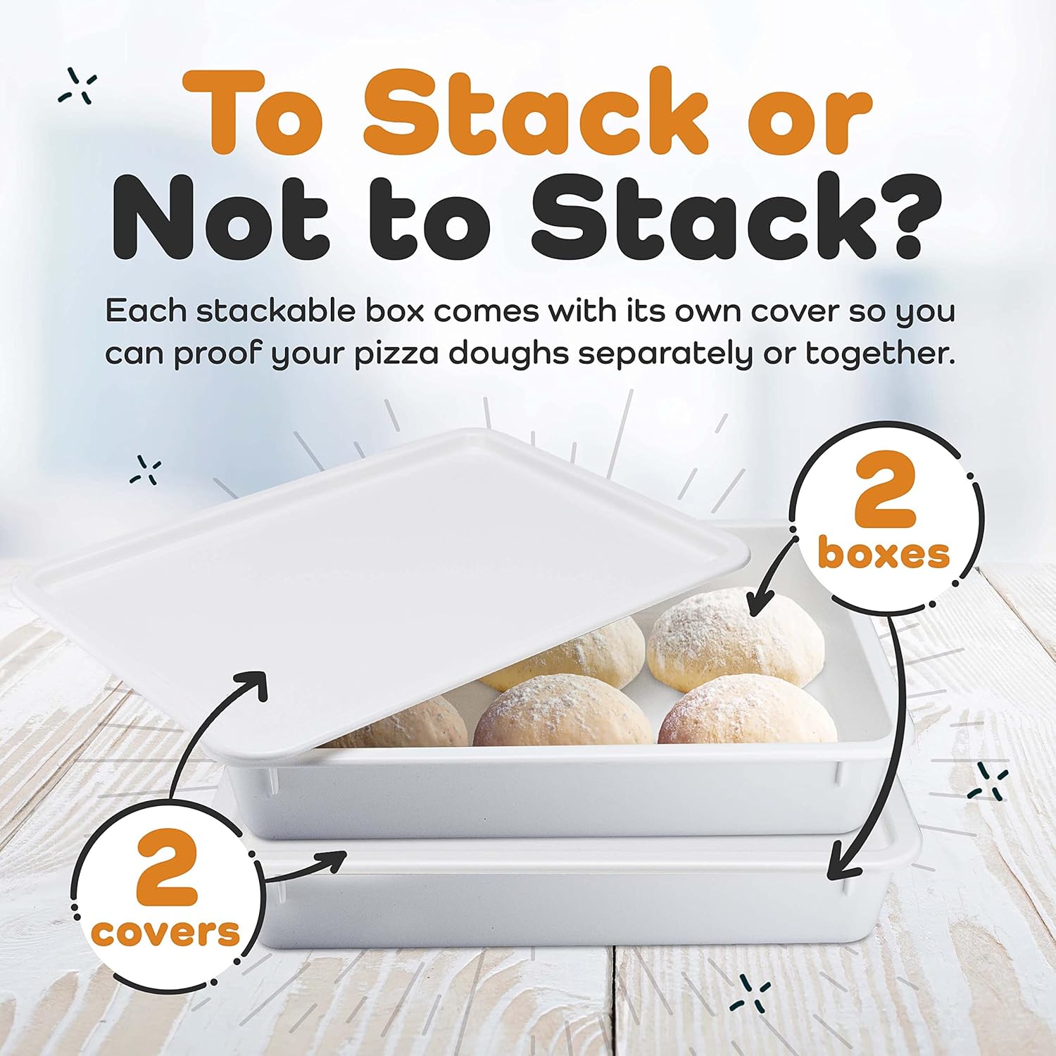 Commercial Quality Stackable Pizza Dough Proofing Box with 2 Trays and Covers - 17.25 x 13 Inches