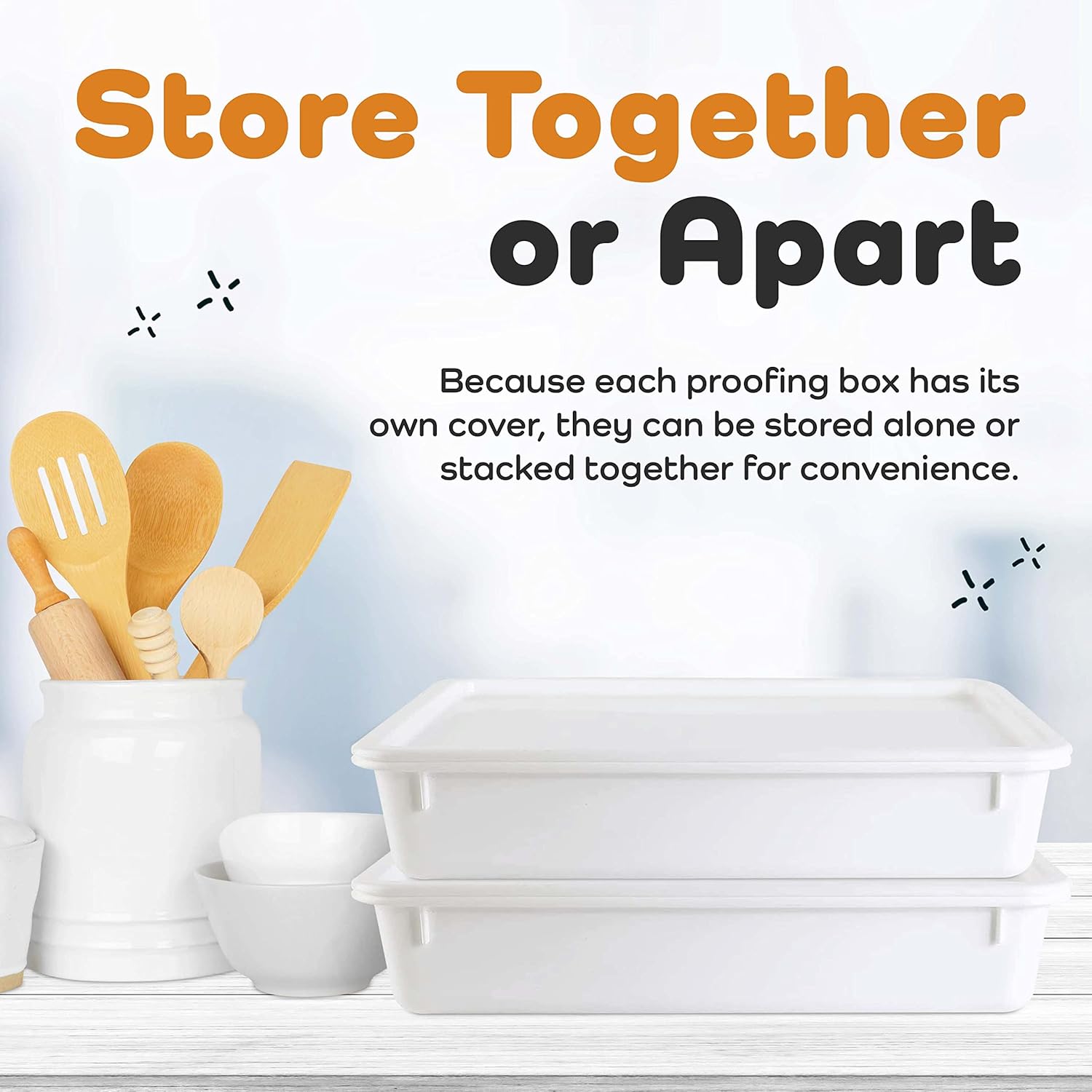 Commercial Quality Stackable Pizza Dough Proofing Box with 2 Trays and Covers - 17.25 x 13 Inches