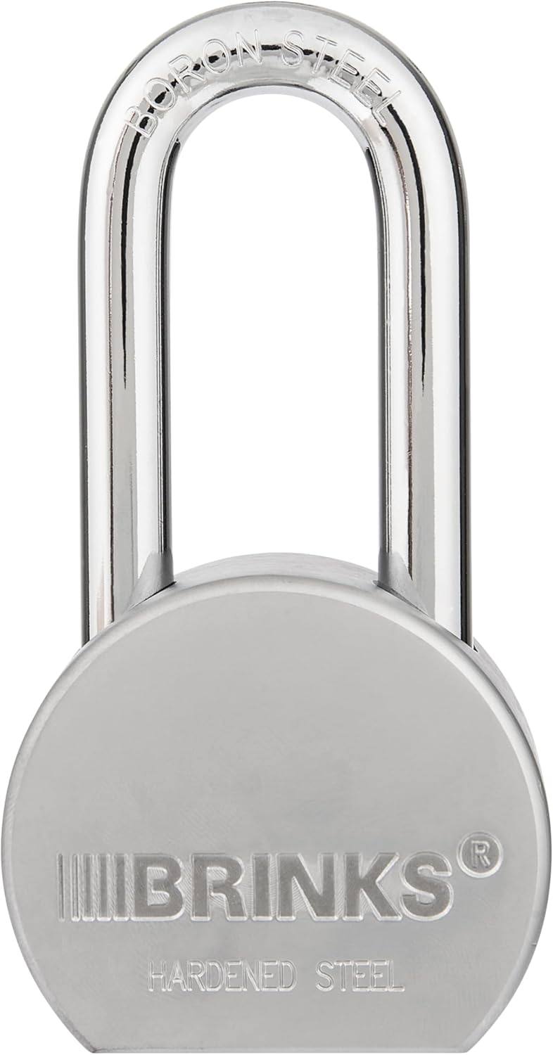 Commercial Solid Steel Keyed Padlock by BRINKS - 64 mm, Boron Steel Shackle, Durable Solid Steel Body - WildKart