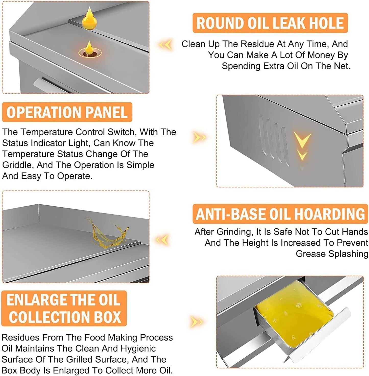 Commercial Stainless Steel Electric Flat Top Grill 25.5" with 4000W Power - Includes Barbecue Accessories for Courtyard BBQ - Perfect for Kitchen and Restaurant Use