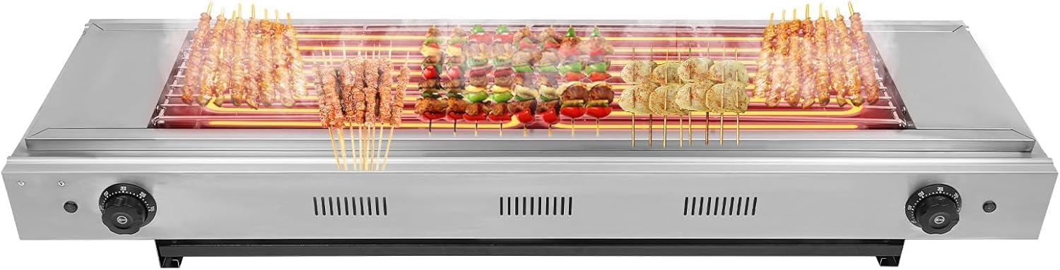 Commercial Stainless Steel Electric Kebab Grill Cooker with Thermostatic Control