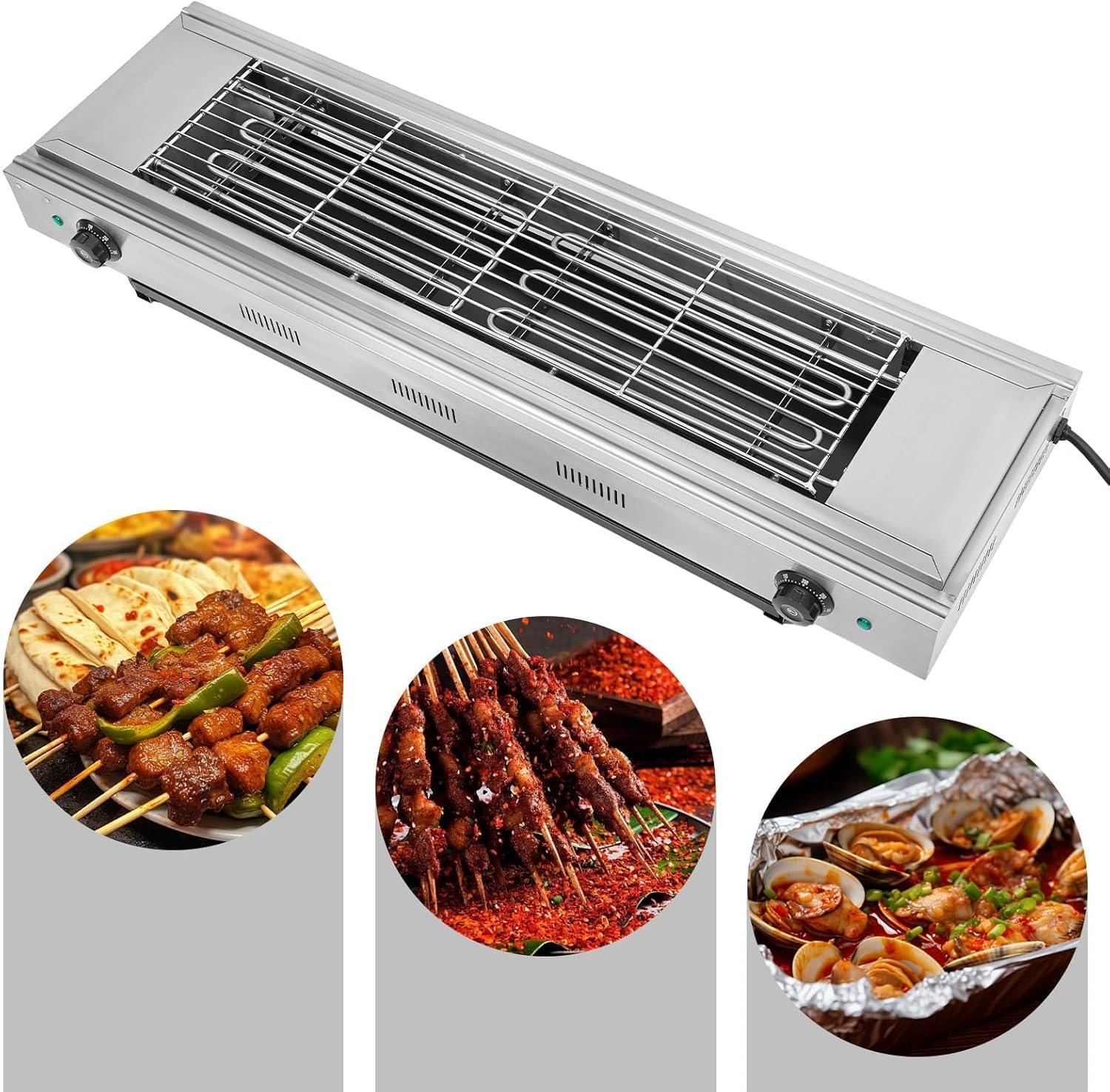 Commercial Stainless Steel Electric Kebab Grill Cooker with Thermostatic Control