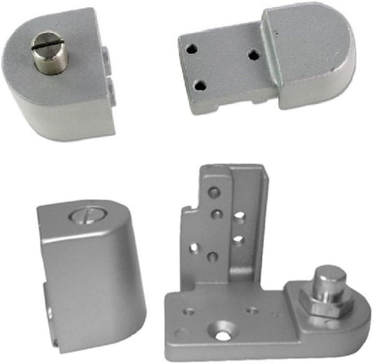 Commercial Storefront Door Kawneer Style Top & Bottom Pivot Hinge Set - Left Hand, Aluminum Finish - Adams Rite Type