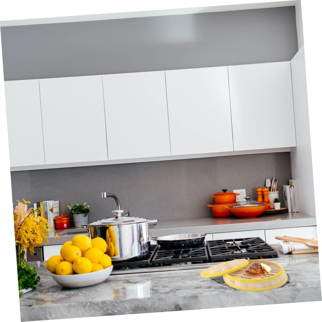 Compact 1 Set Rice Cooker Steamer with Steaming Basket - Small Cuckoo Mini Pot for Noodles and Basmati Rice - Pressure Cooker Alternative - Includes Rice Paper and Plastic Rice Robot