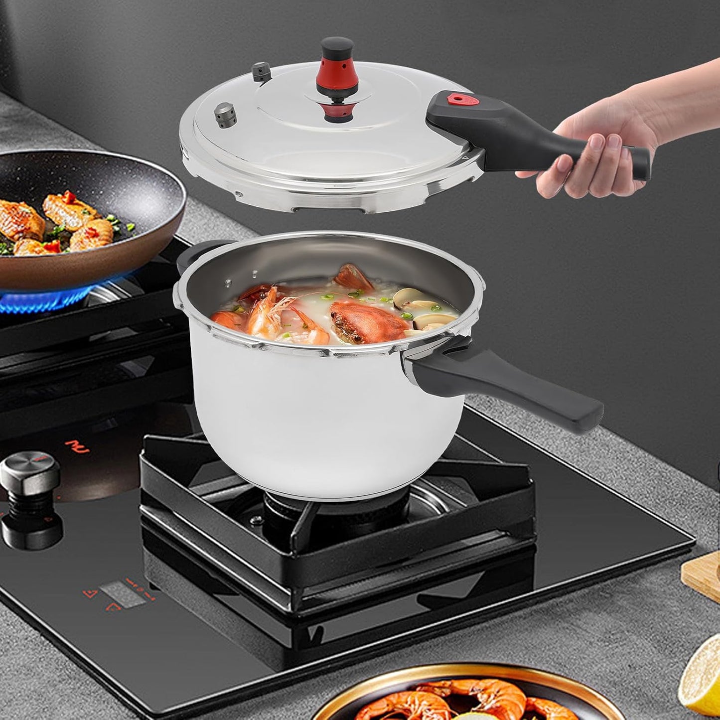 Compact 7.18QT Stovetop Pressure Cooker with 80Kpa Pressure for Fast Canning