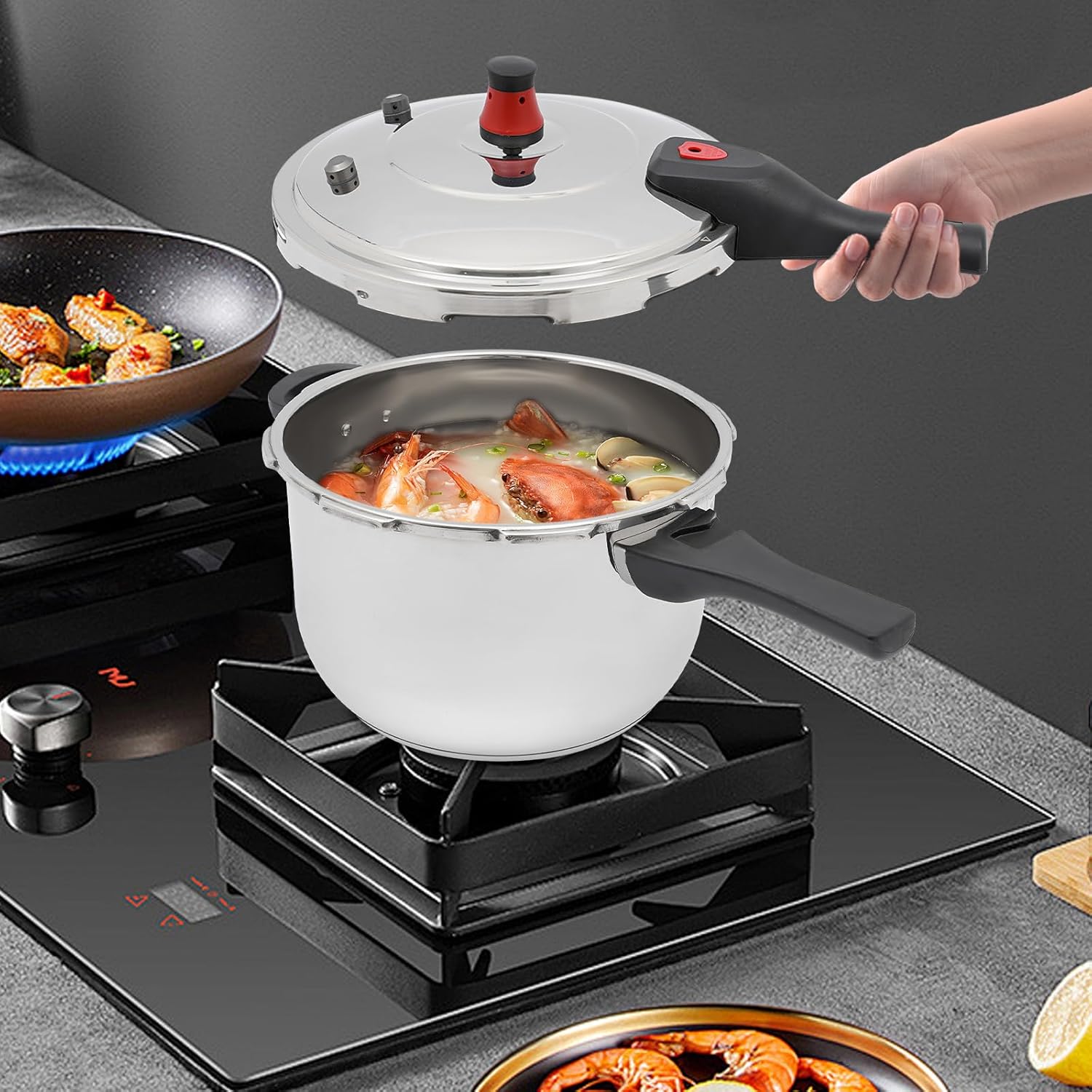 Compact 7.18QT Stovetop Pressure Cooker with 80Kpa Pressure for Fast Canning