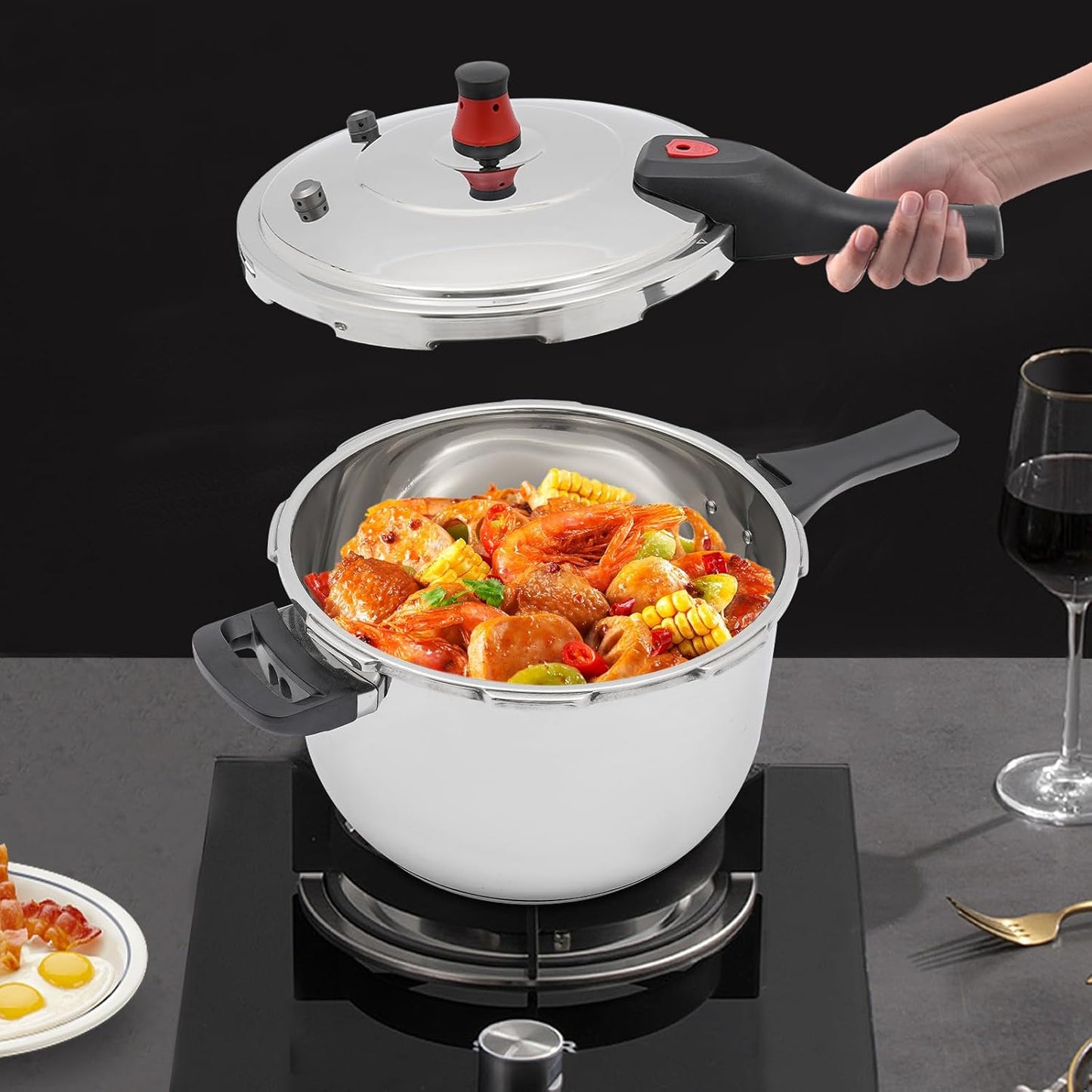 Compact 7.18QT Stovetop Pressure Cooker with 80Kpa Pressure for Fast Canning