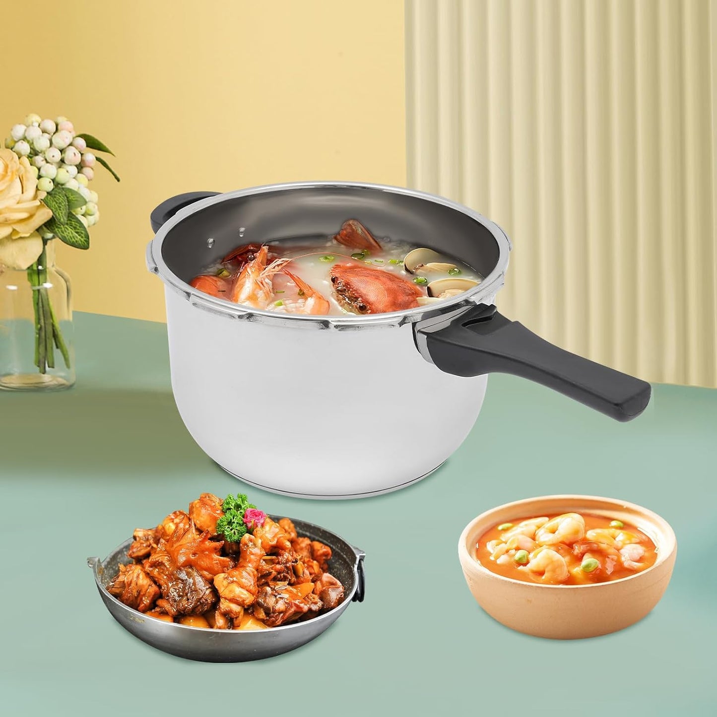 Compact 7.18QT Stovetop Pressure Cooker with 80Kpa Pressure for Fast Canning