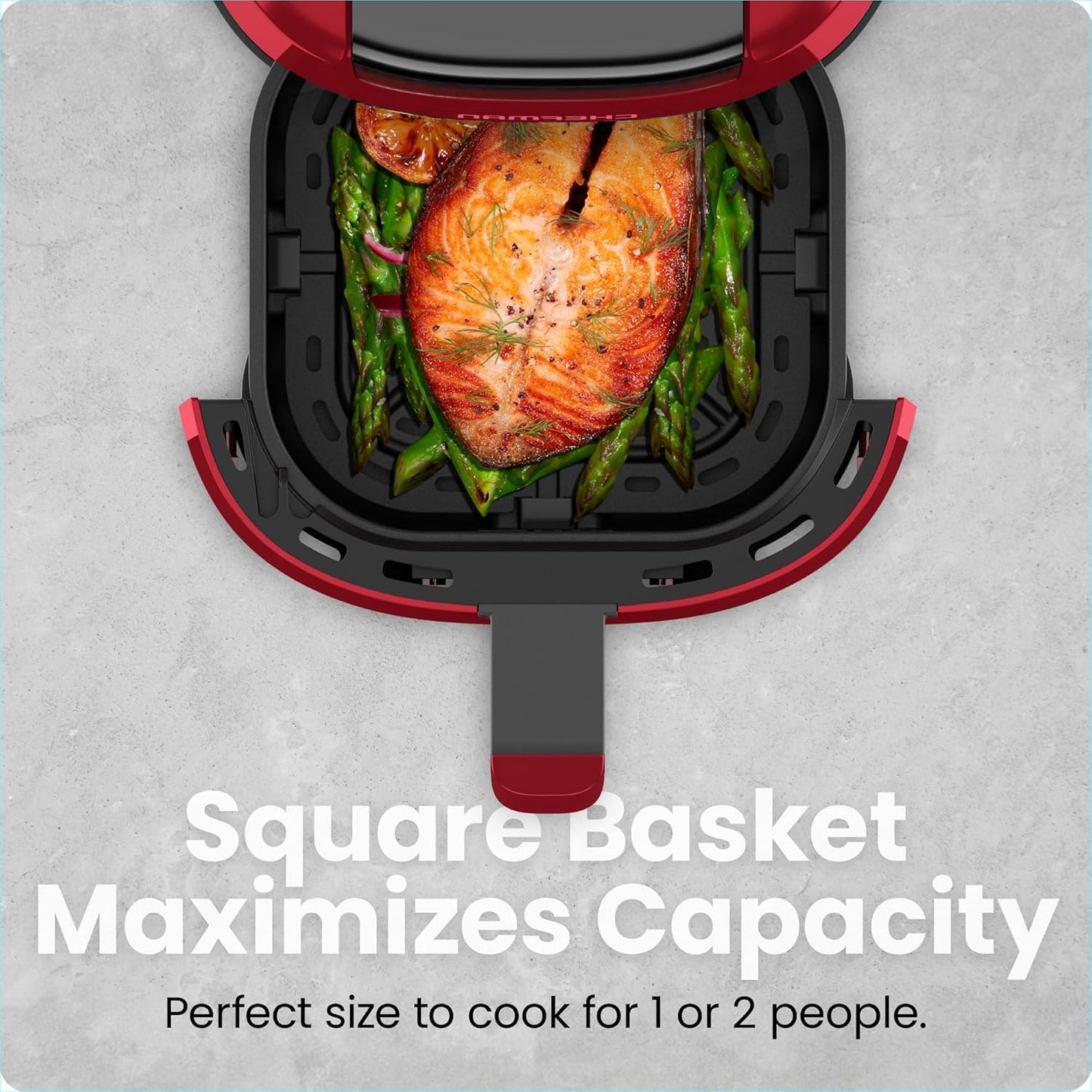 Compact Chefman 2 Qt Mini Air Fryer with Digital Timer - Nonstick Basket, Dishwasher Safe, Quick Meals in Minutes - Red