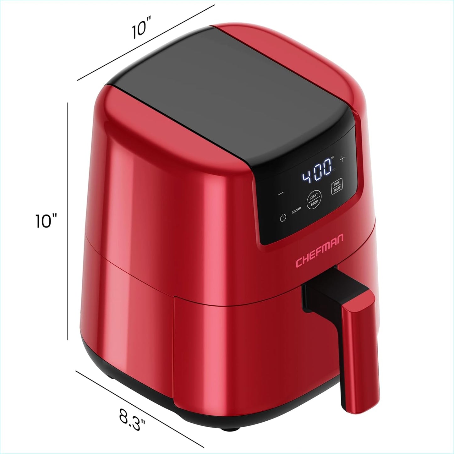 Compact Chefman 2 Qt Mini Air Fryer with Digital Timer - Nonstick Basket, Dishwasher Safe, Quick Meals in Minutes - Red
