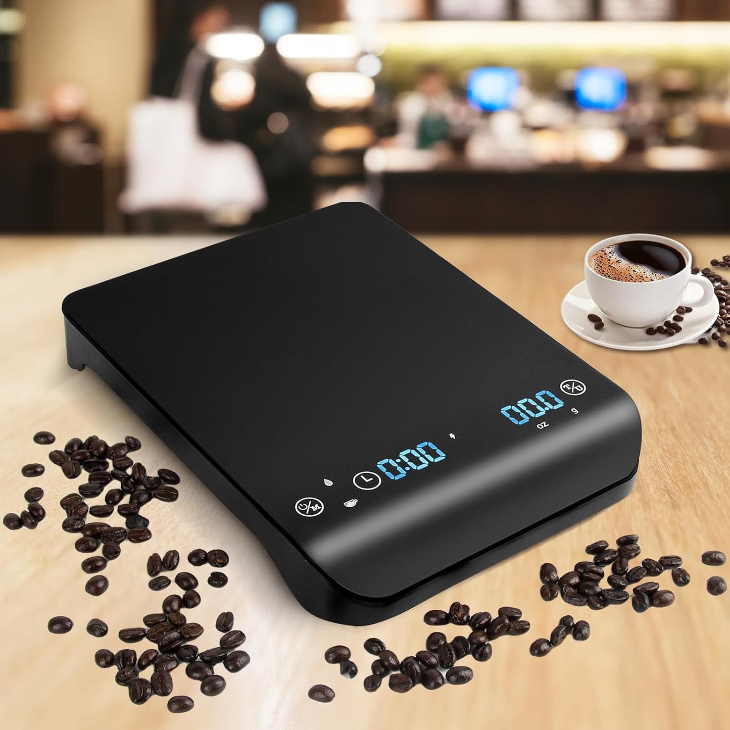 Compact Coffee Scale with Timer 3kg/0.1g - Accurate Rechargeable Espresso Scale for Pour-Over, French Press - Automatic Timing