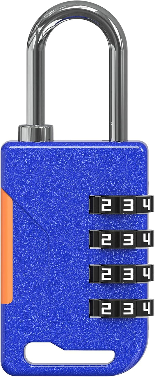 Compact Helmet Lock with Theft Protection - Blue Retractable Cable Lock for Bike, Padlock Combo Lock