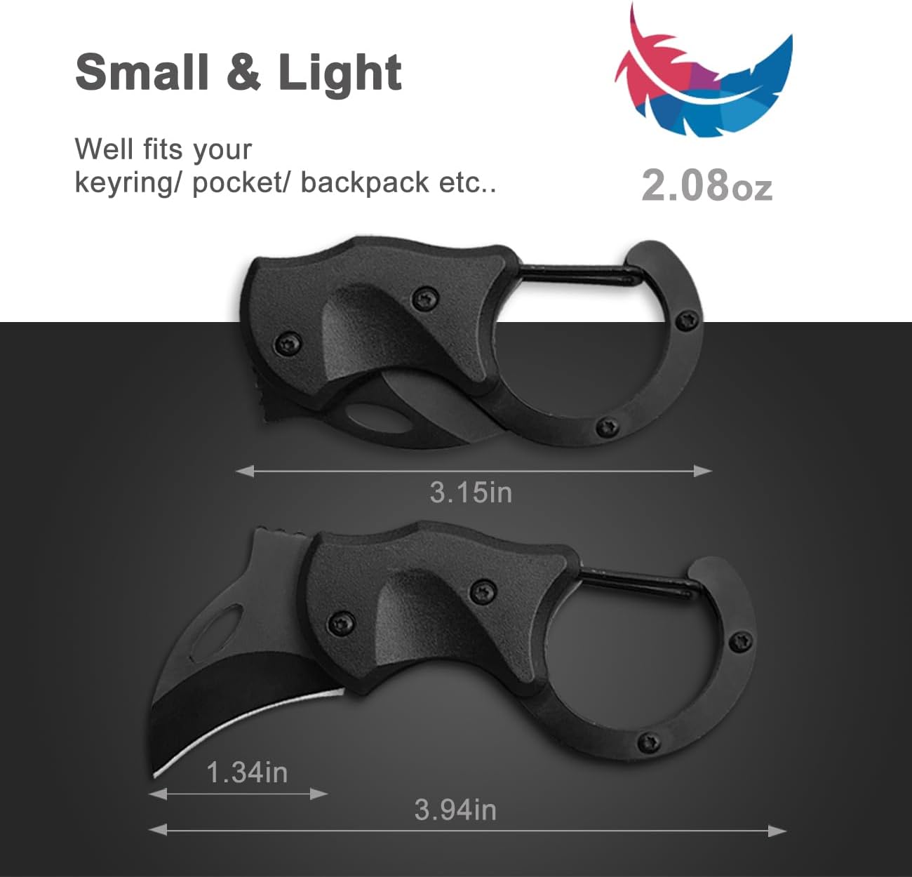 Compact Joycube Pocket Knife with Carabiner Clip - Mini Keychain EDC Tool for Indoor and Outdoor Use - Folding Box Cutter for Men and Women - Great Gift Idea for Him and Her