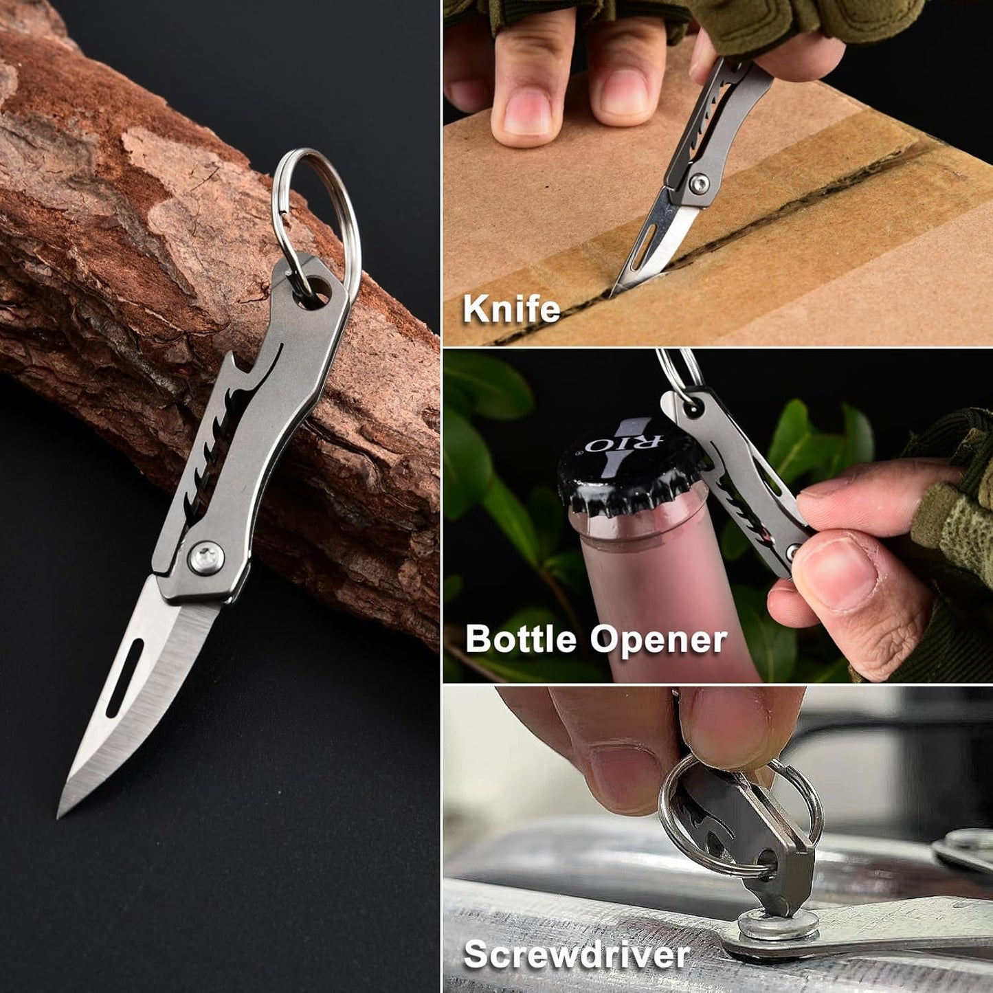 Compact Titanium Alloy Keychain Knife - Mini Pocket Folding EDC Cutter for Women and Men, Ideal Gifts