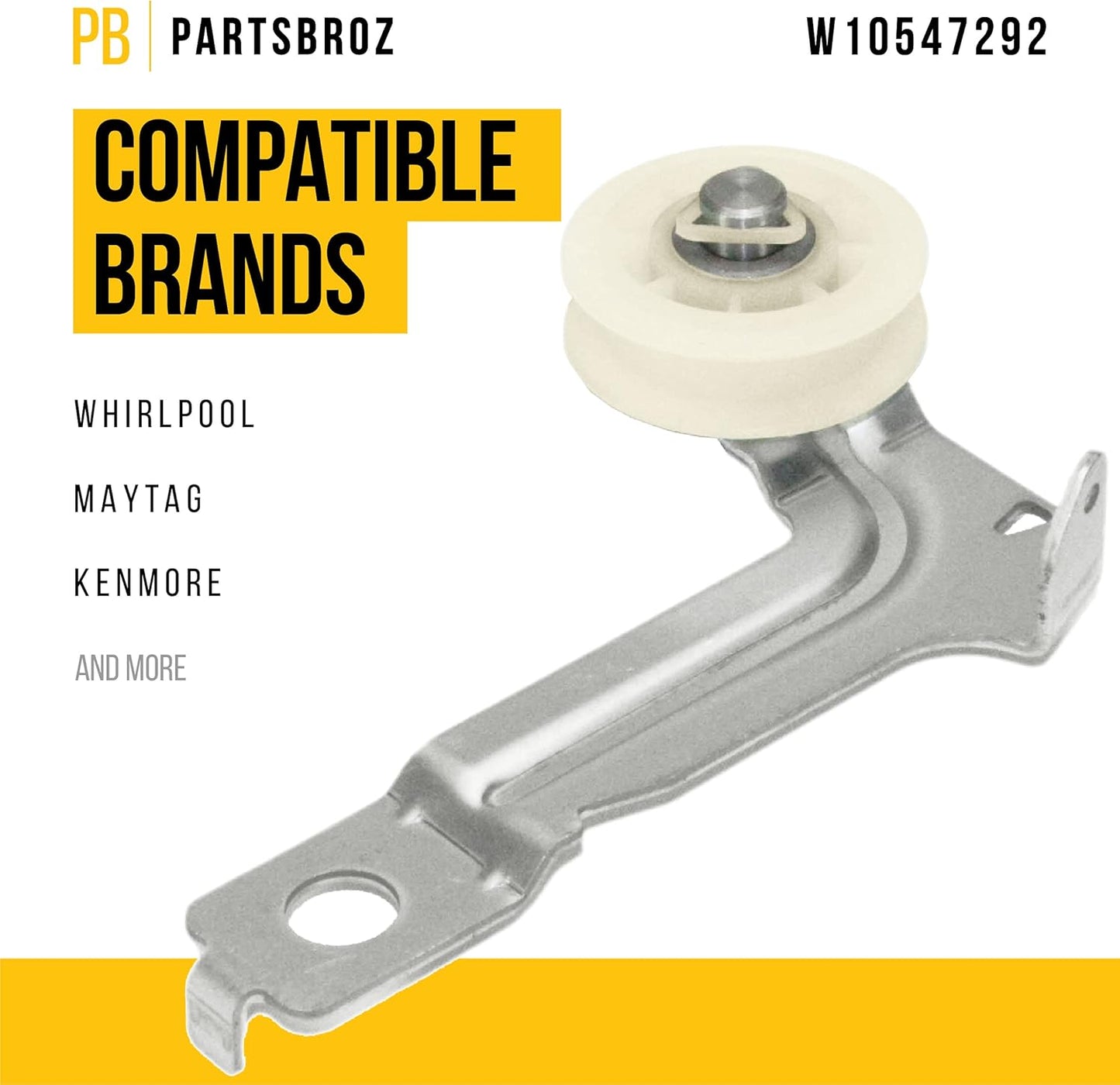 Compatible Idler Pulley Wheel and Arm for Whirlpool Maytag Dryer Models - Replaces AP6022817 W10547292 2683183 PS11756154 - Long-Lasting Tension Solution