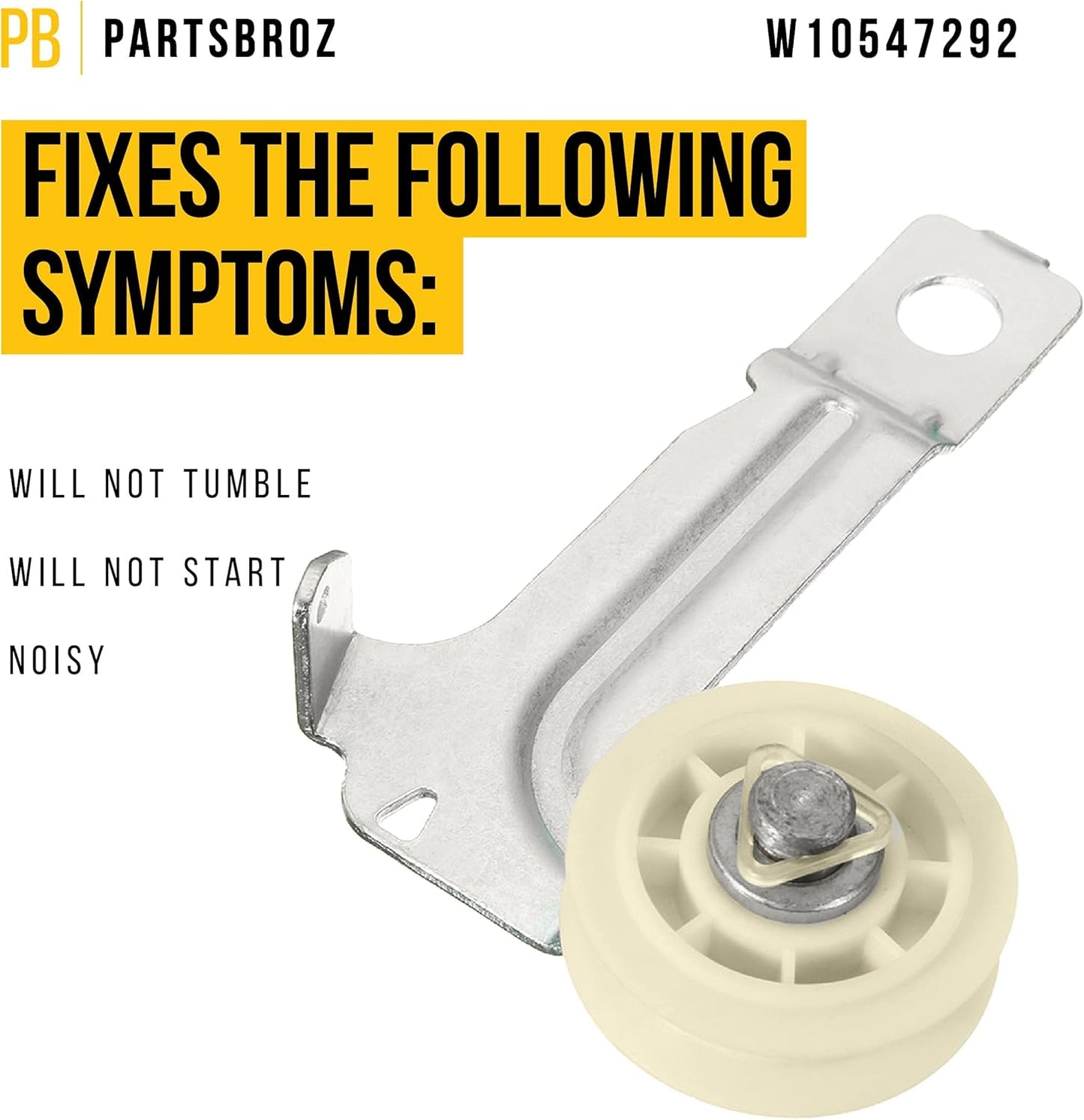 Compatible Idler Pulley Wheel and Arm for Whirlpool Maytag Dryer Models - Replaces AP6022817 W10547292 2683183 PS11756154 - Long-Lasting Tension Solution