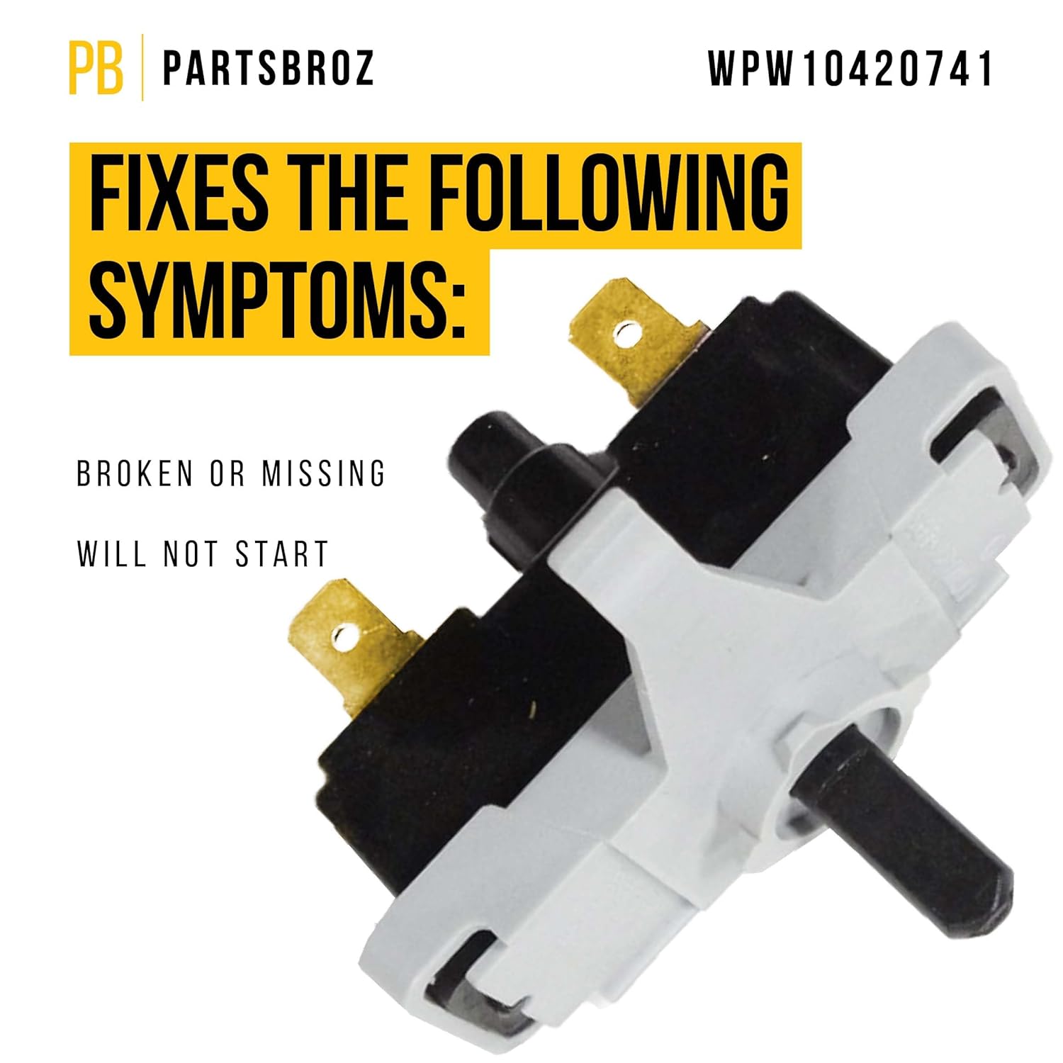 Compatible Push to Start Switch for Whirlpool Amana Roper Admiral Dryer - Replaces AP6021228 W10420741