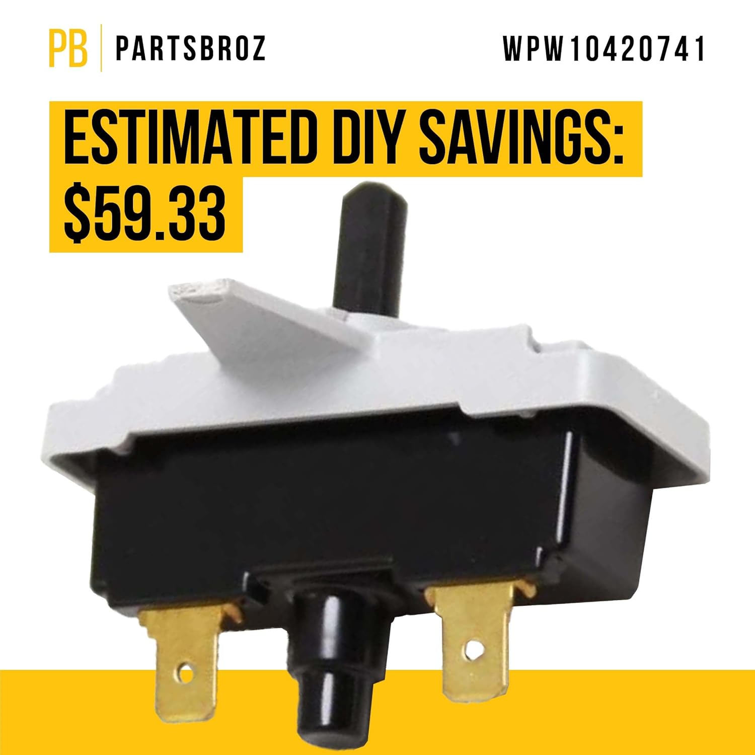 Compatible Push to Start Switch for Whirlpool Amana Roper Admiral Dryer - Replaces AP6021228 W10420741