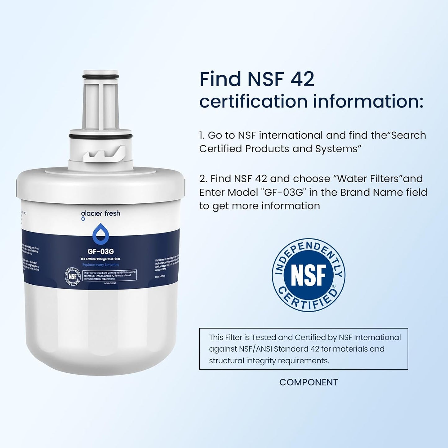 Compatible Replacement for Samsung DA29-00003G Water Filter - Glacier Fresh DA29-00003F, DA29-00003B, HAFCU1 - 1 Pack