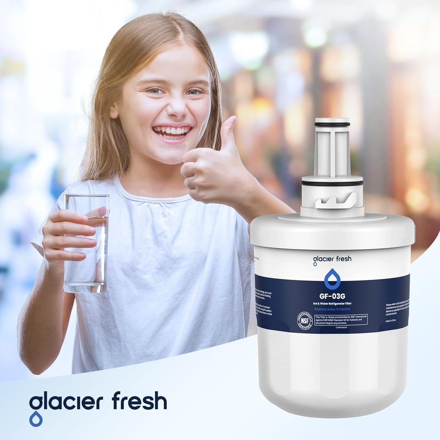 Compatible Replacement for Samsung DA29-00003G Water Filter - Glacier Fresh DA29-00003F, DA29-00003B, HAFCU1 - 1 Pack