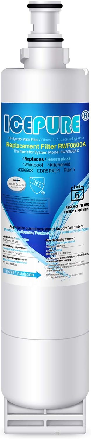 Compatible Replacement for Whirlpool 4396508 Refrigerator Water Filter - 1 Pack