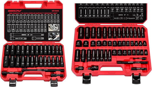 Complete 78-Piece Impact Socket Set with Extension Bars for 1/2" and 3/8'' Drives