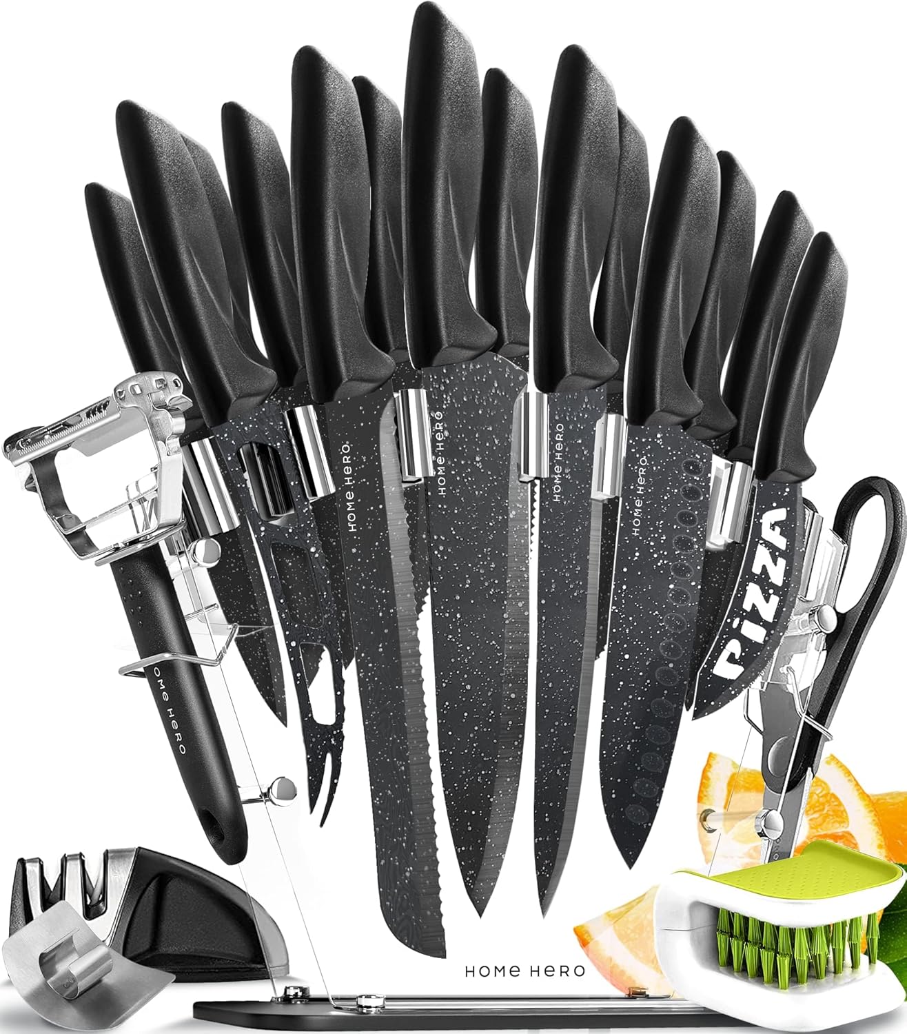 Complete Kitchen Bundle: 23 Pc Cookware Set + 20 Pc Knife Set for Home Chefs