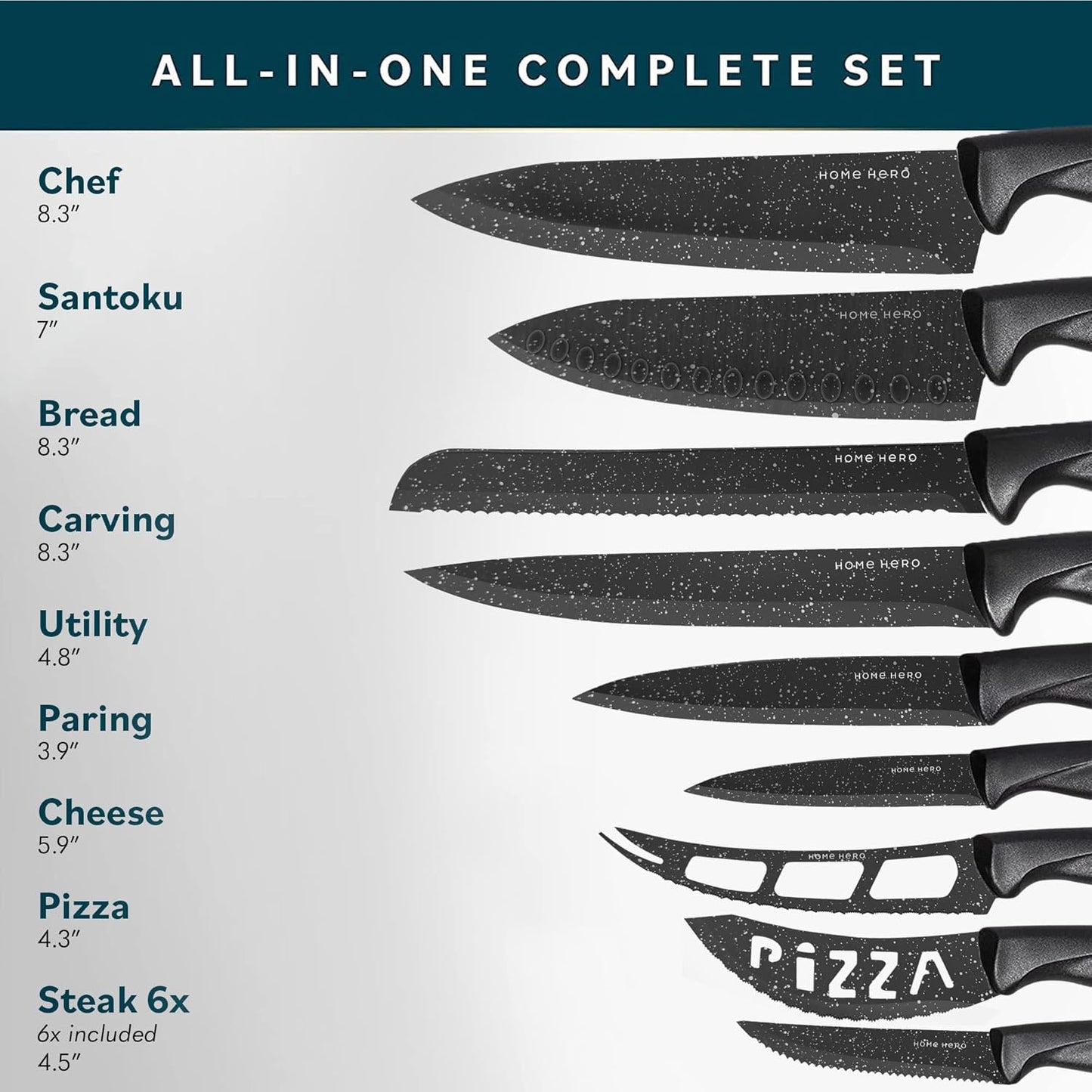Complete Kitchen Bundle: 23 Pc Cookware Set + 20 Pc Knife Set for Home Chefs