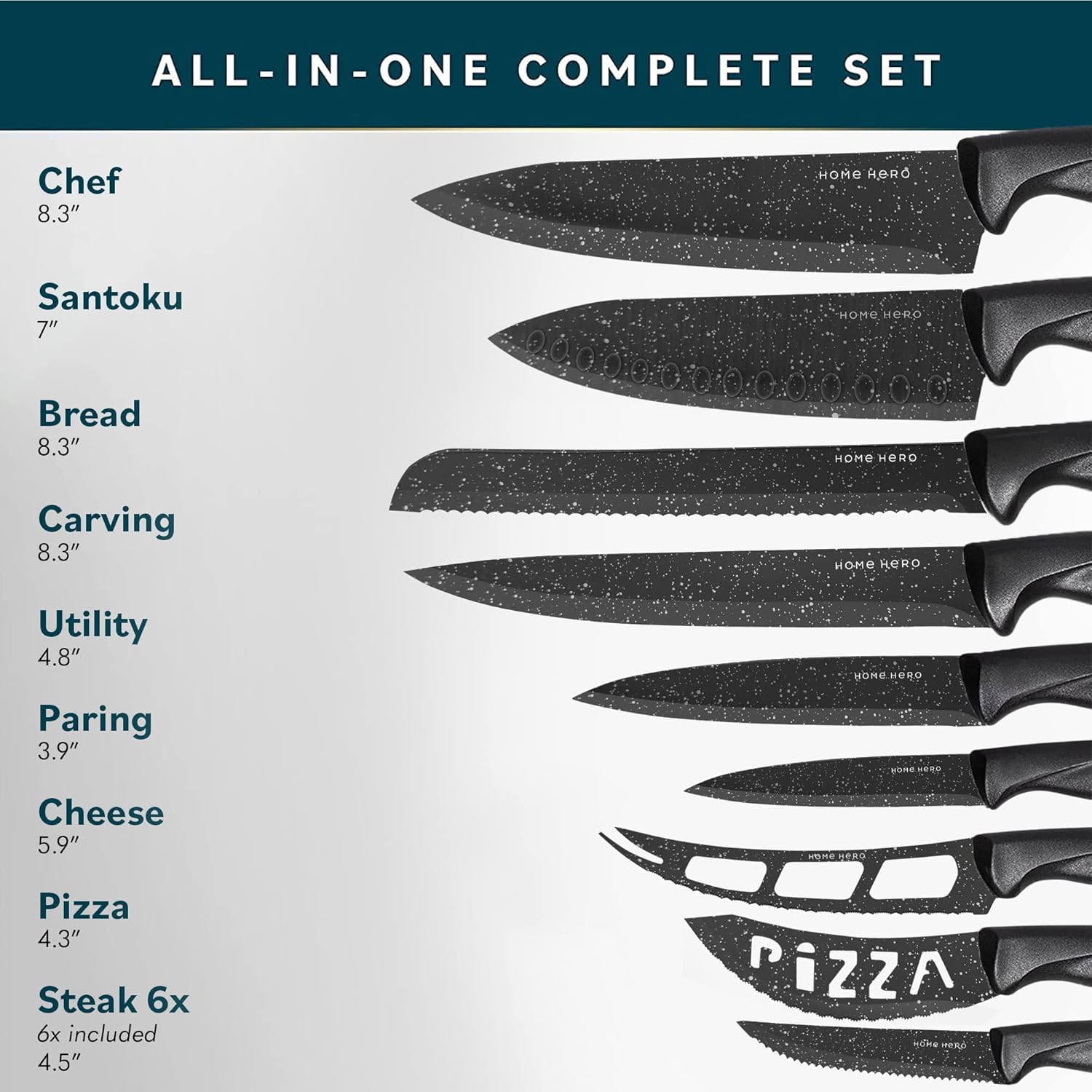 Complete Kitchen Bundle: 23 Pc Cookware Set + 20 Pc Knife Set for Home Chefs