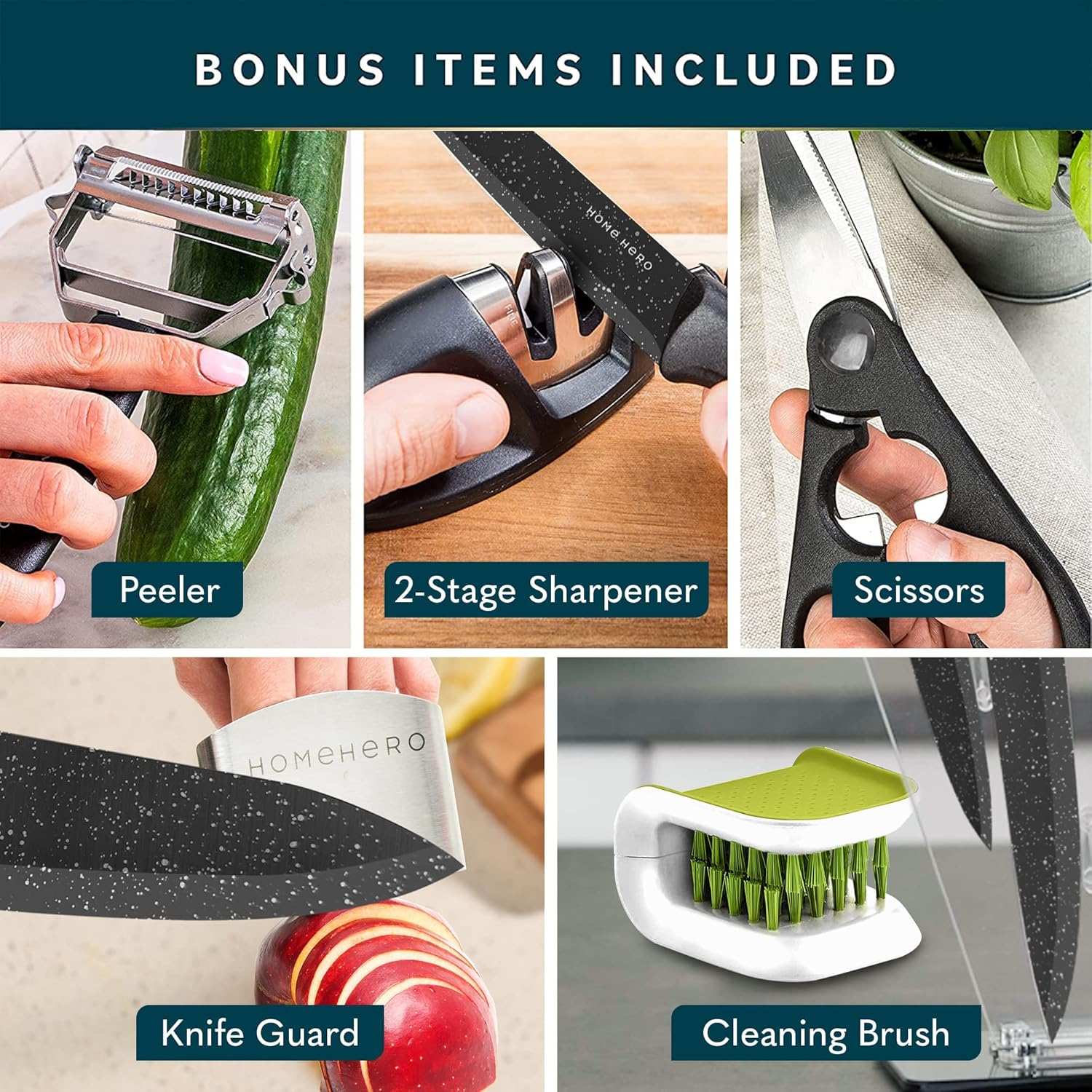 Complete Kitchen Bundle: 23 Pc Cookware Set + 20 Pc Knife Set for Home Chefs