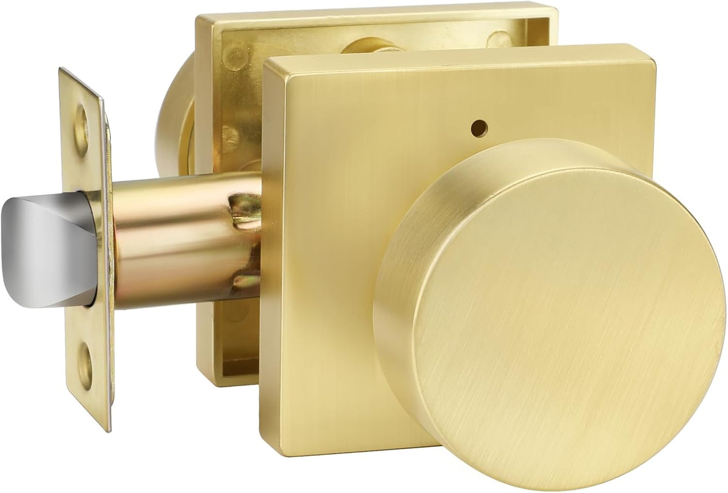Contemporary Brushed Gold Privacy Interior Door Knob for Bedroom and Bathroom - Heavy Duty Zinc-Alloy, 1 Pack