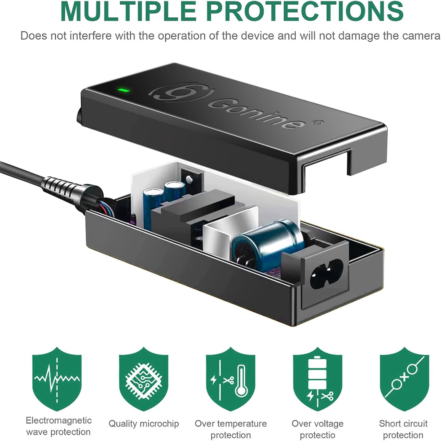 Continuous Power Adapter for Canon EOS Cameras: Gonine LP-E6 Dummy Battery ACK-E6 for R Series, 90D 80D 70D 60D 7D 6D, 5D Mark II/III/IV, 5DS 5DSR - R3 R5 R5C R6 R6II R7