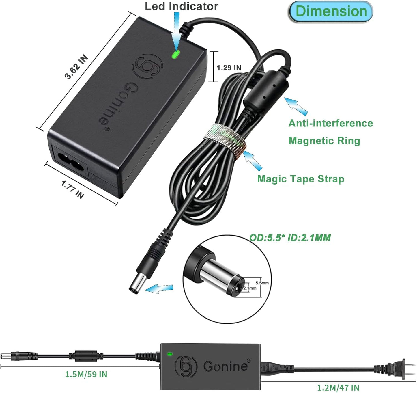 Continuous Power Adapter for Canon EOS Cameras: Gonine LP-E6 Dummy Battery ACK-E6 for R Series, 90D 80D 70D 60D 7D 6D, 5D Mark II/III/IV, 5DS 5DSR - R3 R5 R5C R6 R6II R7