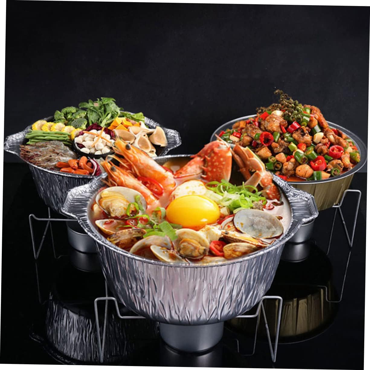 Convenient BBQ Aluminum Foil Pans with Lid, Rabbit Wine Opener, and Food Storage Pot - Ideal for Barbecue & Food Storage