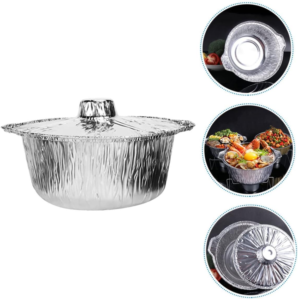 Convenient BBQ Aluminum Foil Pans with Lid, Rabbit Wine Opener, and Food Storage Pot - Ideal for Barbecue & Food Storage