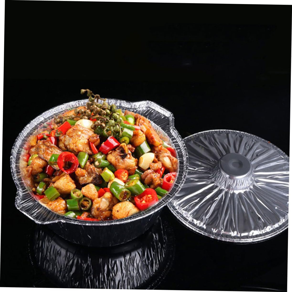 Convenient BBQ Aluminum Foil Pans with Lid, Rabbit Wine Opener, and Food Storage Pot - Ideal for Barbecue & Food Storage