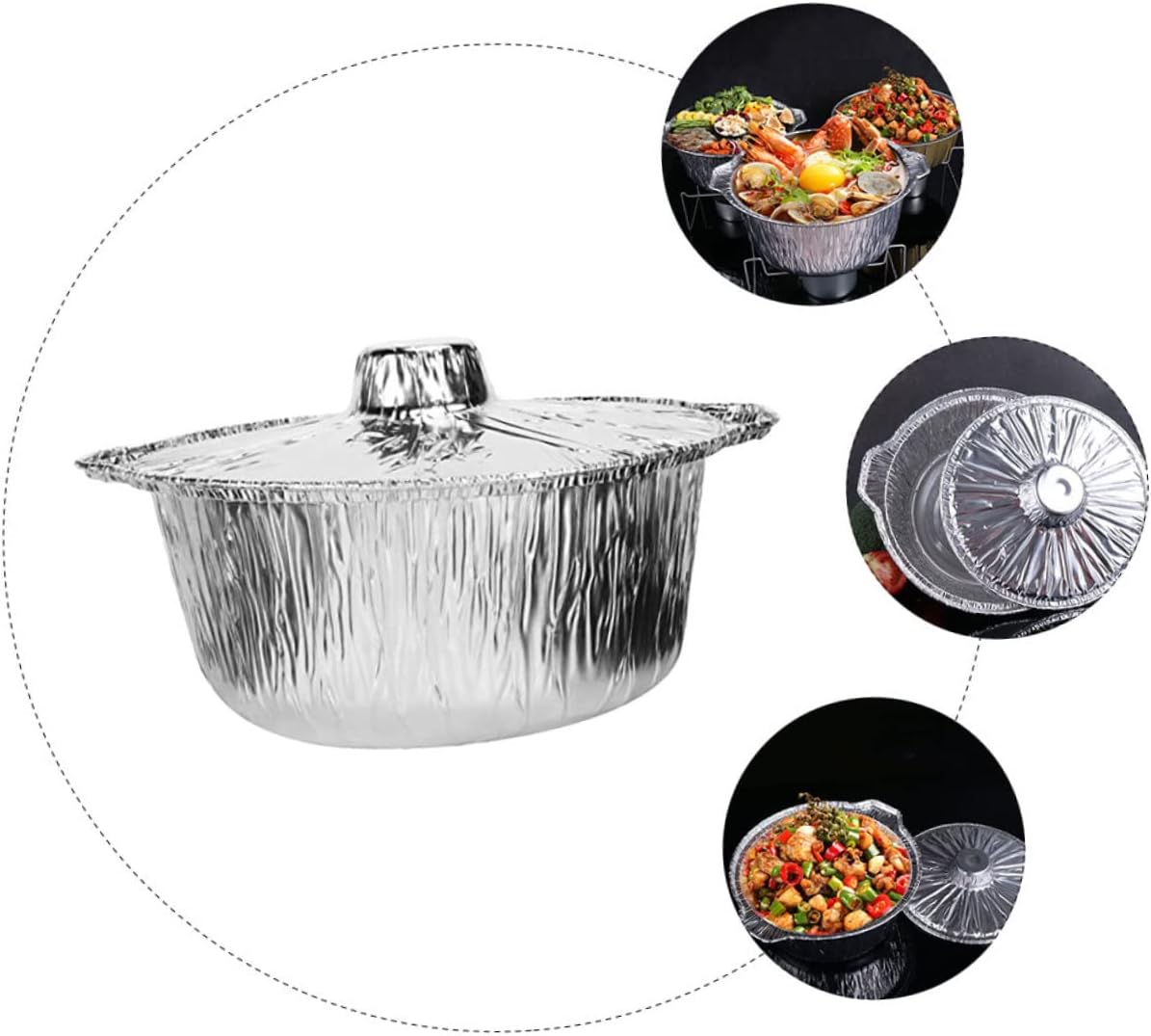 Convenient BBQ Aluminum Foil Pans with Lid, Rabbit Wine Opener, and Food Storage Pot - Ideal for Barbecue & Food Storage