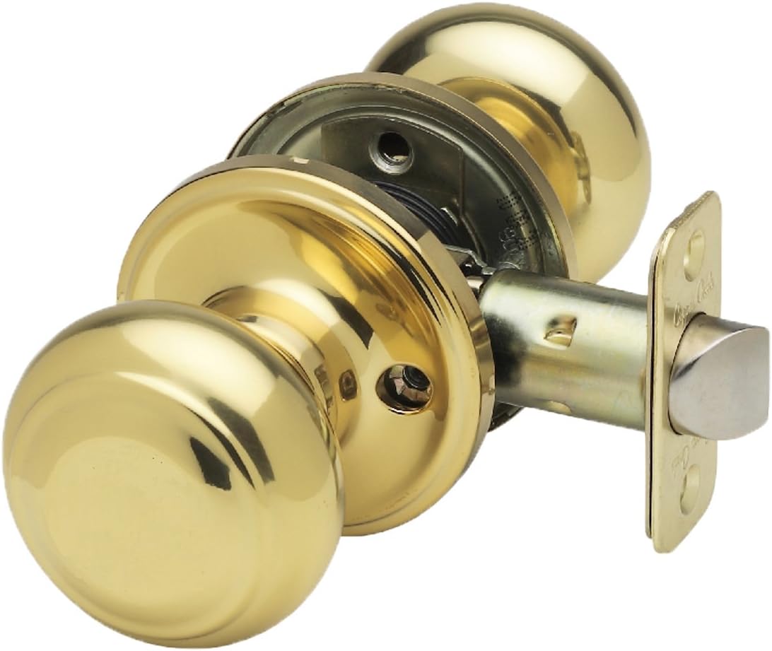 Copper Creek Polished Brass Round Colonial Door Knob - 1 Pack Interior Passage Handle for Standard Doors - Ideal for Home Improvement in Hallway, Closet, Bedroom, Bathroom