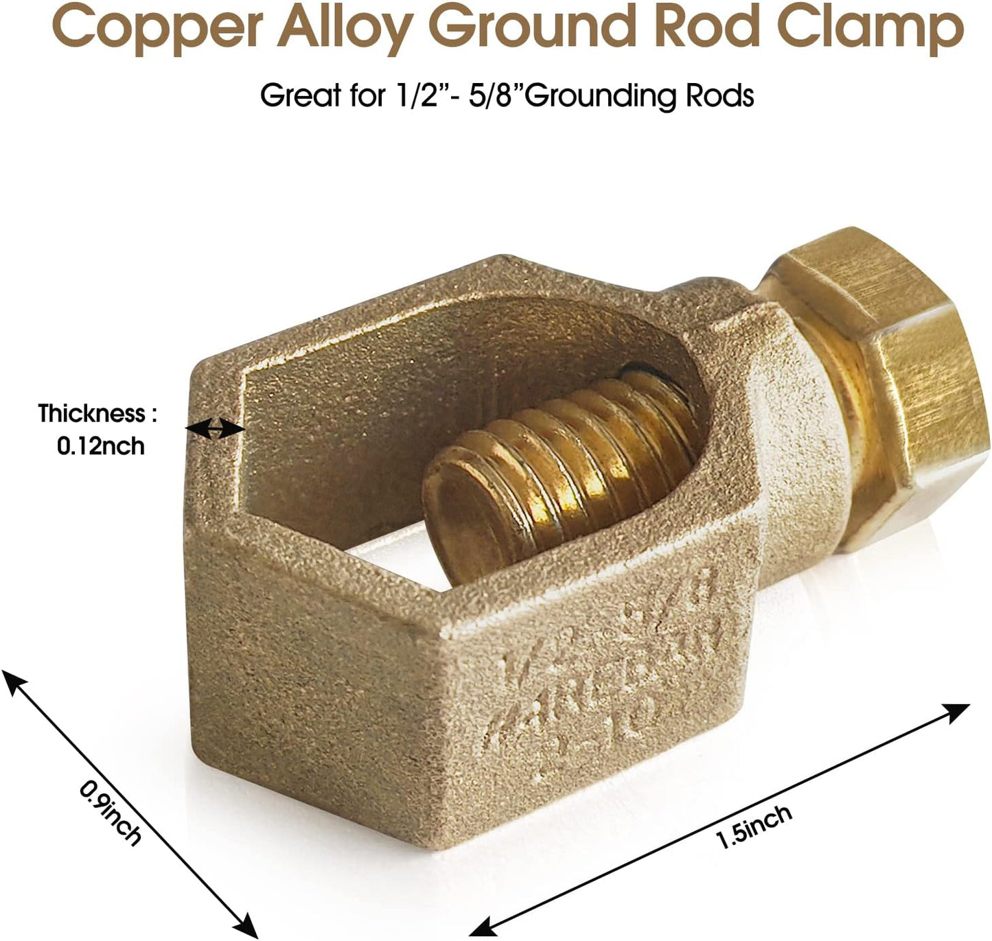 Copper Ground Rod Clamp for 1/2”-5/8” Grounding Rods - GOUNENGNAIL CP58 (1/2''-5/8'')