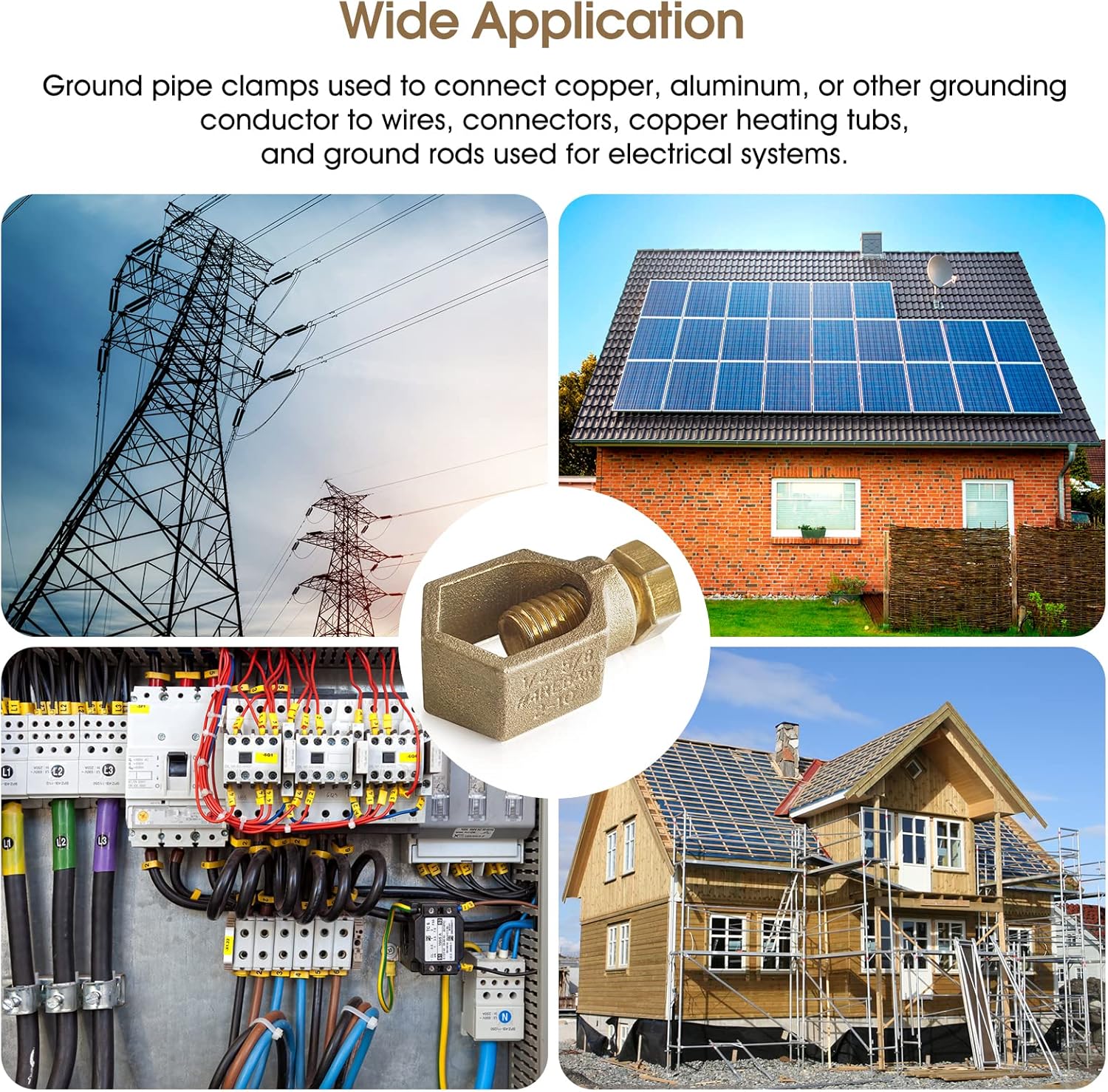 Copper Ground Rod Clamp for 1/2”-5/8” Grounding Rods - GOUNENGNAIL CP58 (1/2''-5/8'')