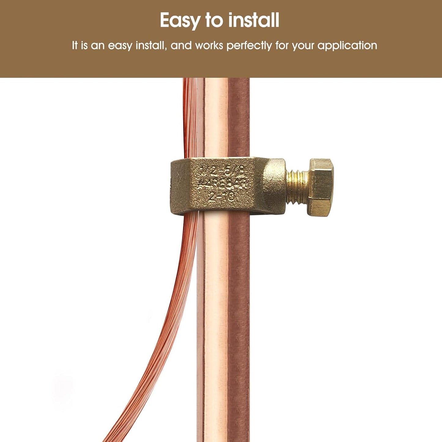 Copper Ground Rod Clamp for 1/2”-5/8” Grounding Rods - GOUNENGNAIL CP58 (1/2''-5/8'')