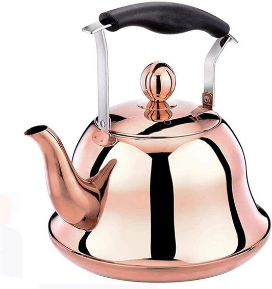 Copper Whistling Tea Kettle for Induction and Gas Stove Top - Teapot for Boiling Water