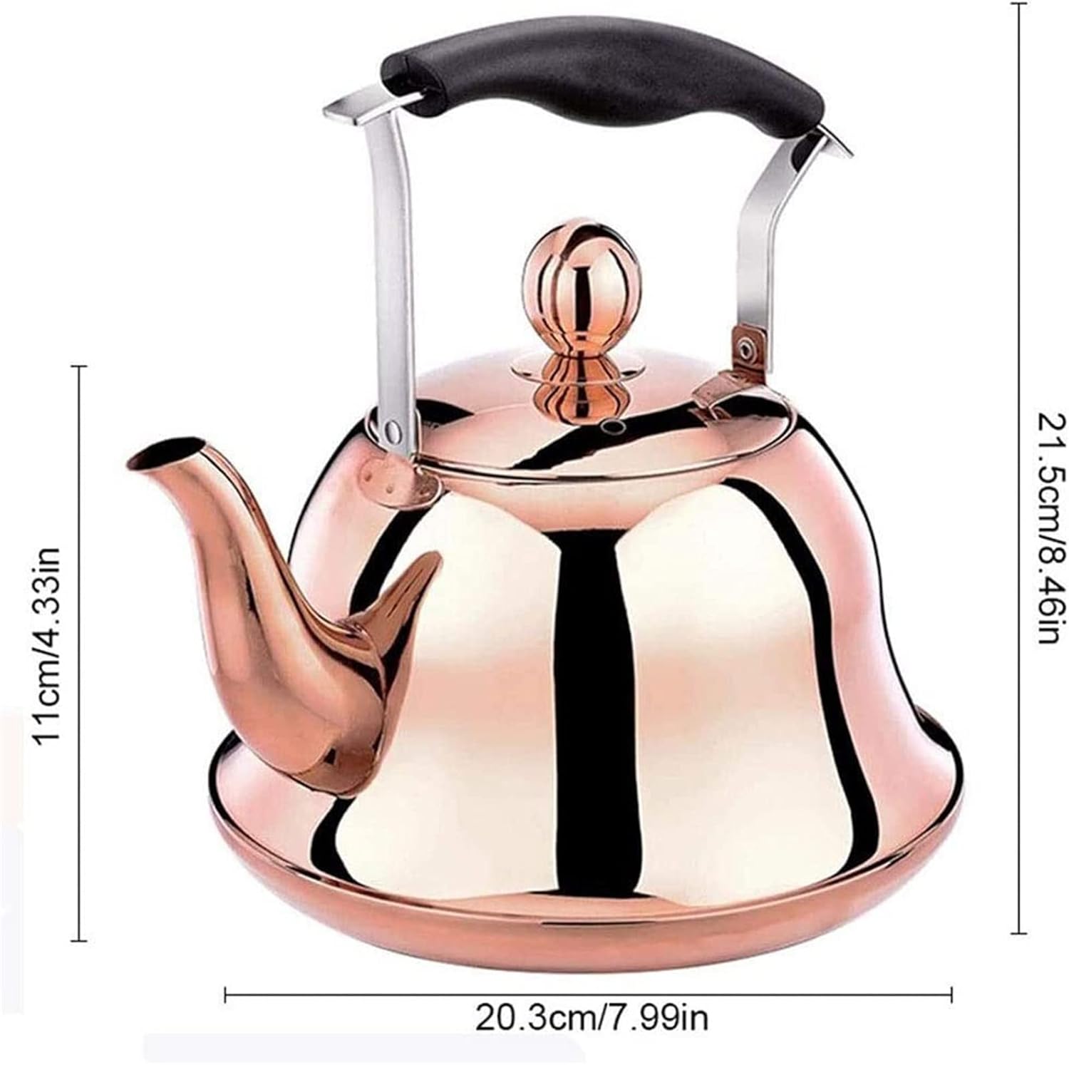 Copper Whistling Tea Kettle for Induction and Gas Stove Top - Teapot for Boiling Water
