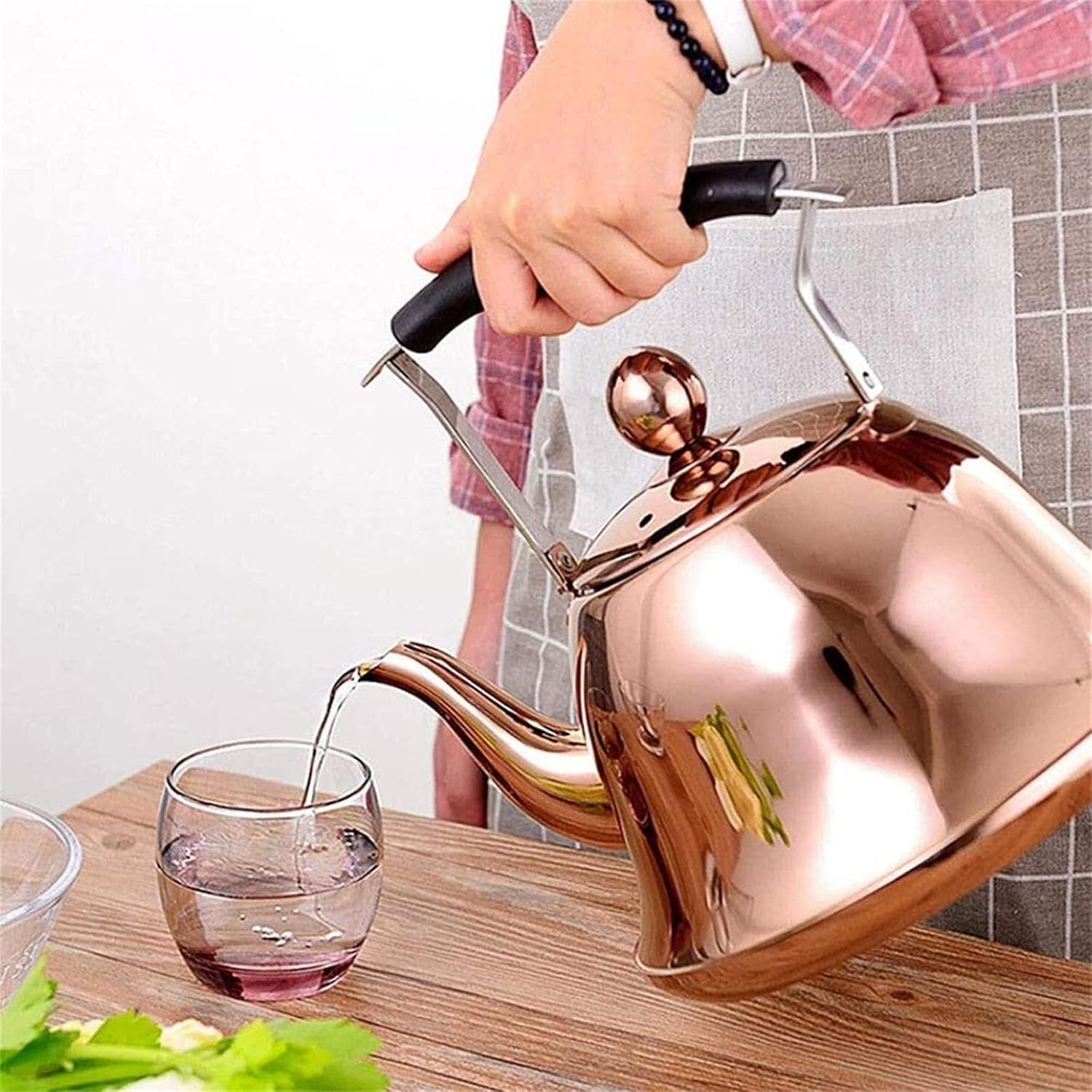 Copper Whistling Tea Kettle for Induction and Gas Stove Top - Teapot for Boiling Water