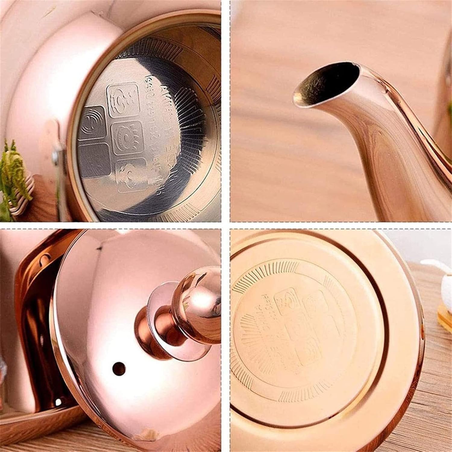 Copper Whistling Tea Kettle for Induction and Gas Stove Top - Teapot for Boiling Water