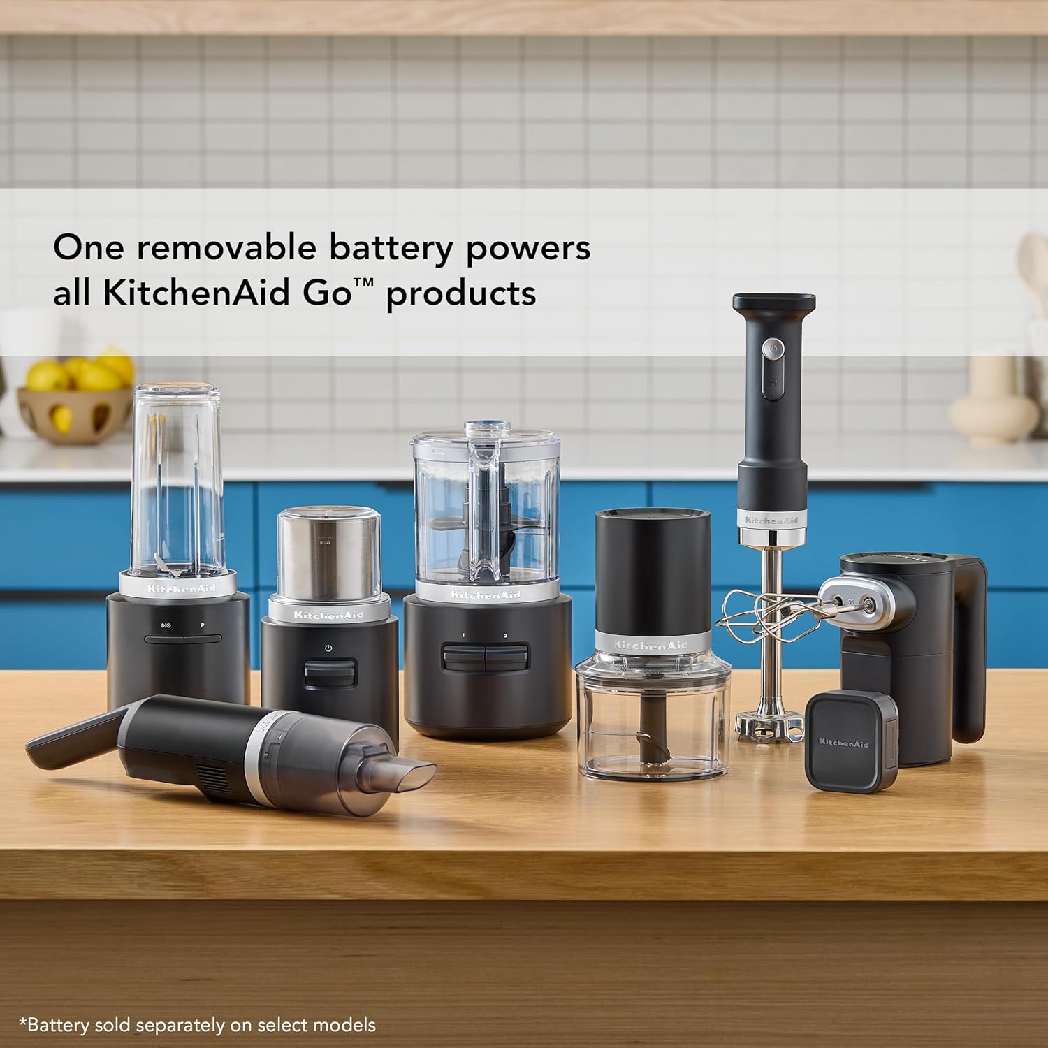 Cordless KitchenAid Hand Blender with Accessories and Battery - Model KHBRV75BM