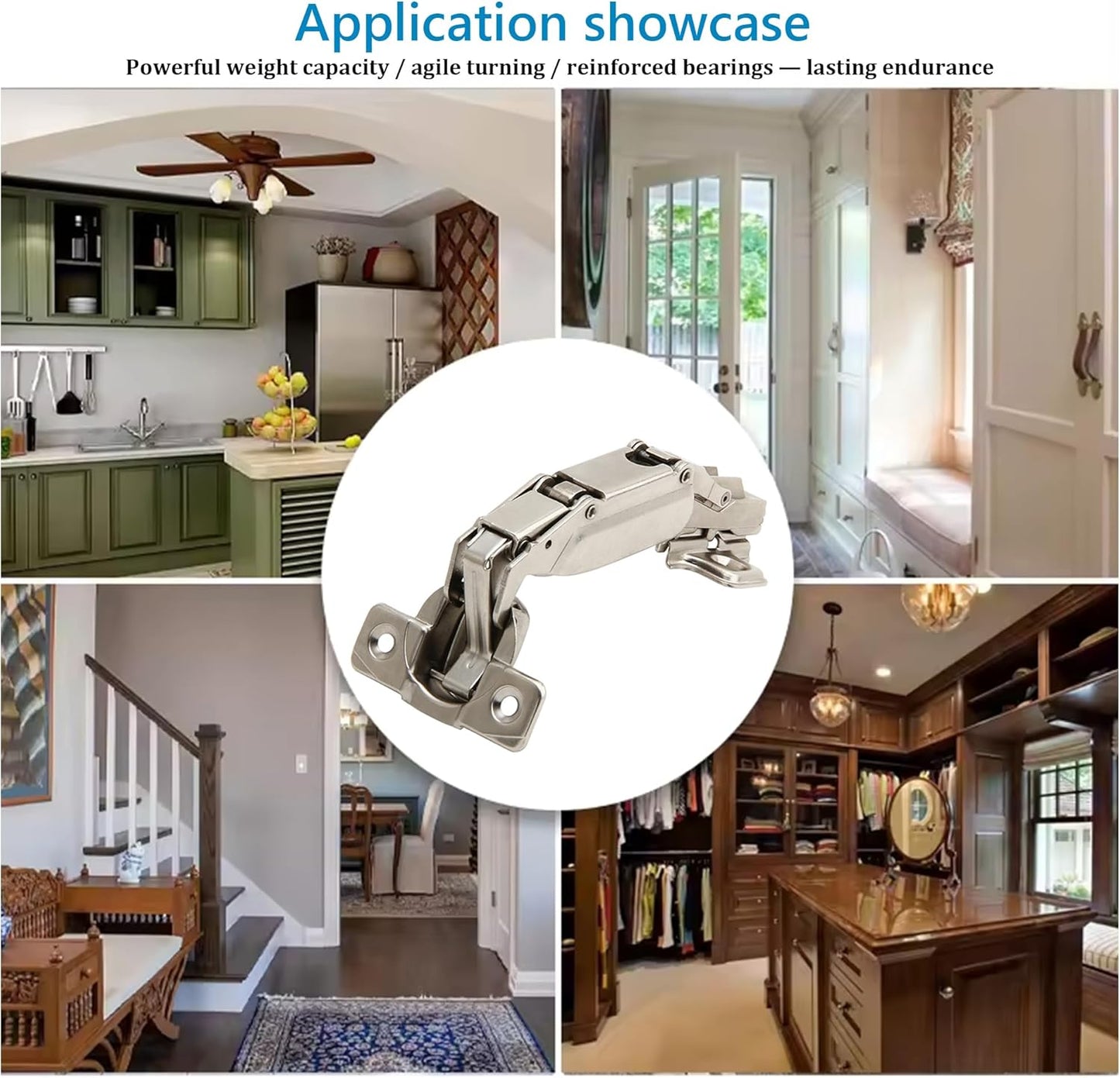 Corner Lazy Susan Hinge Clip On 165° Angle Cabinet Hardware for Face Frame Base Plate - Silverline, 1 Pair