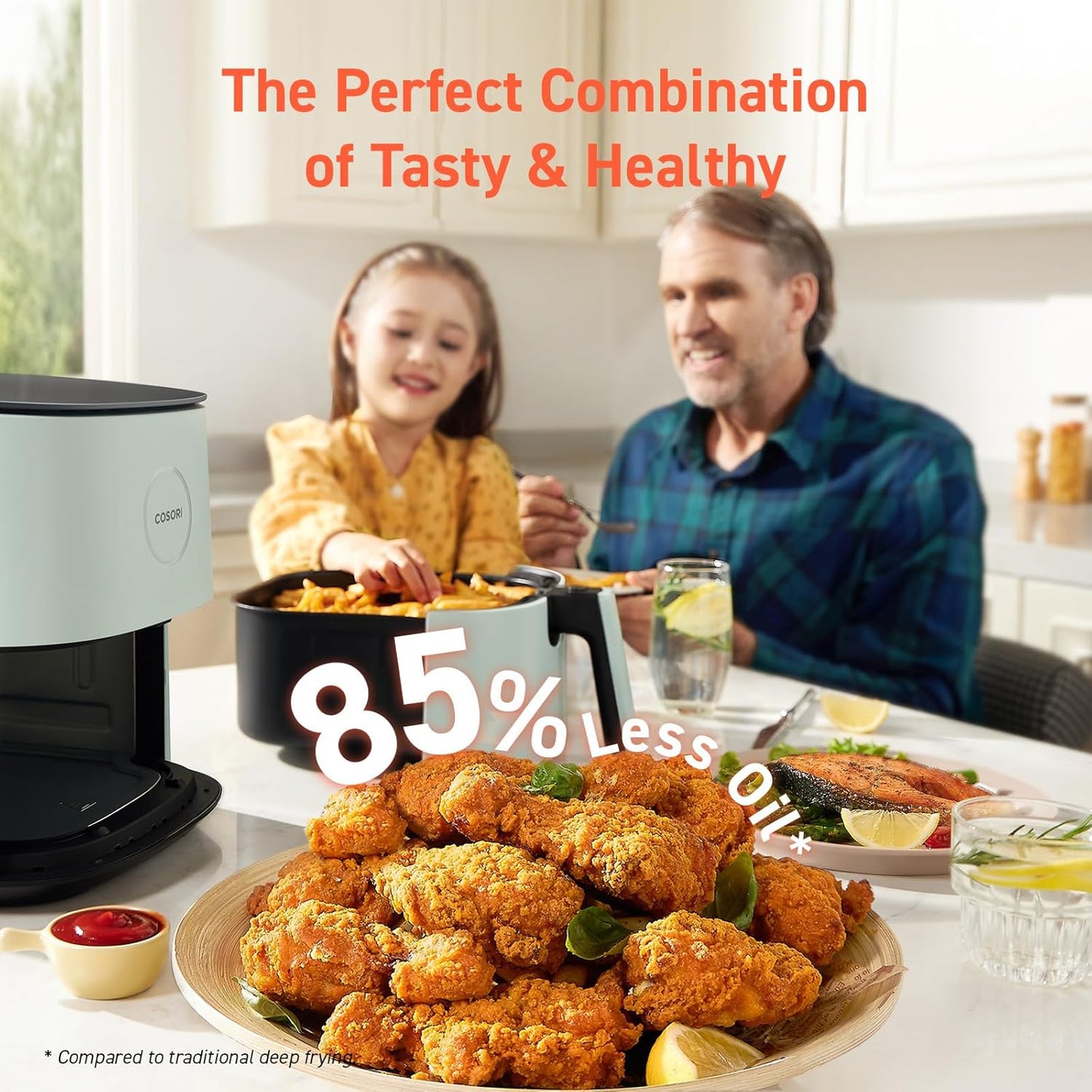 COSORI Air Fryer Pro LE 5-Qt Airfryer - 10 Functions, Shake Reminder, 85% Less Oil, Compact Design, 130+ Recipes - Green, Dishwasher Safe